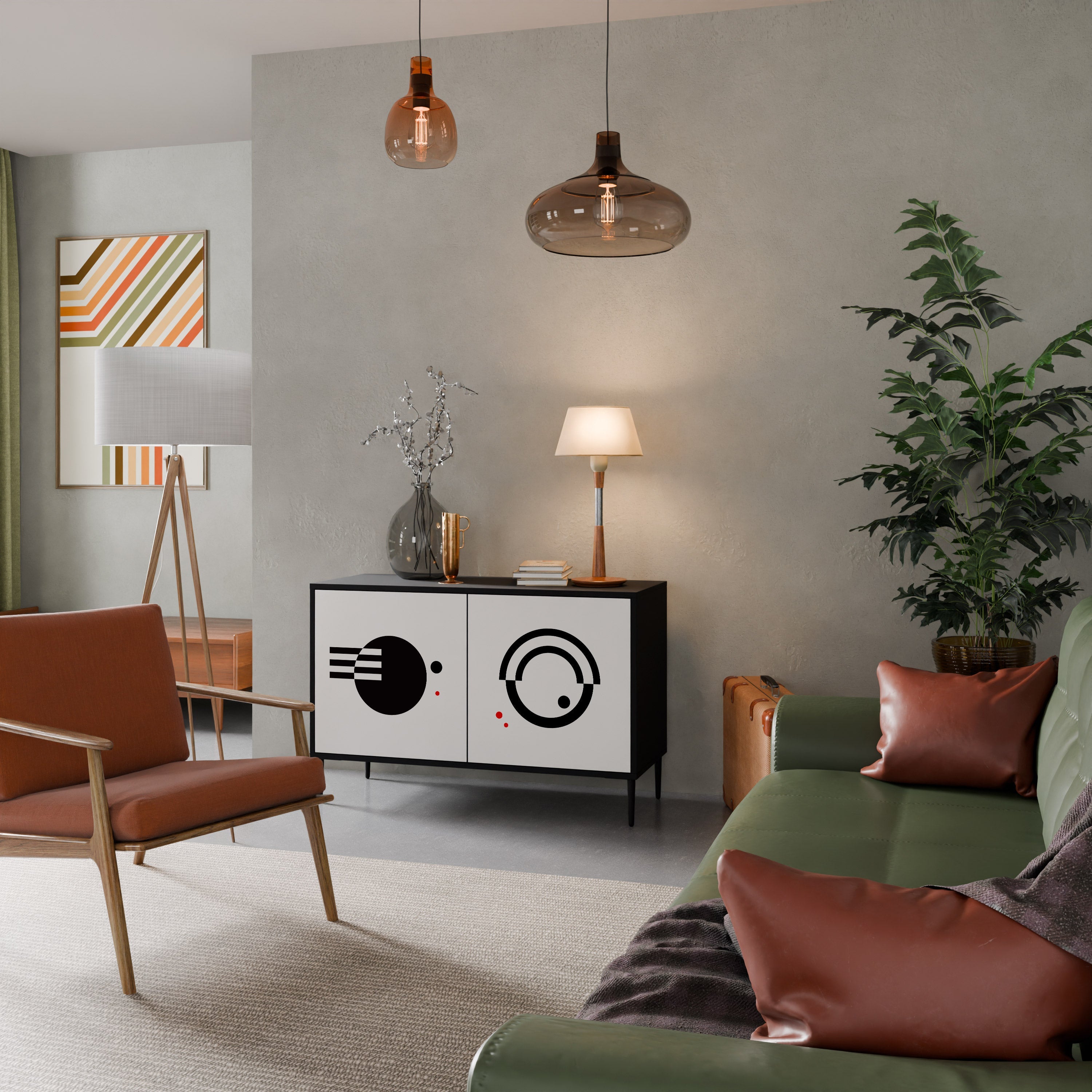 BLACK AND WHITE COMBINATION Sideboard mit 2 Türen in Schwarz