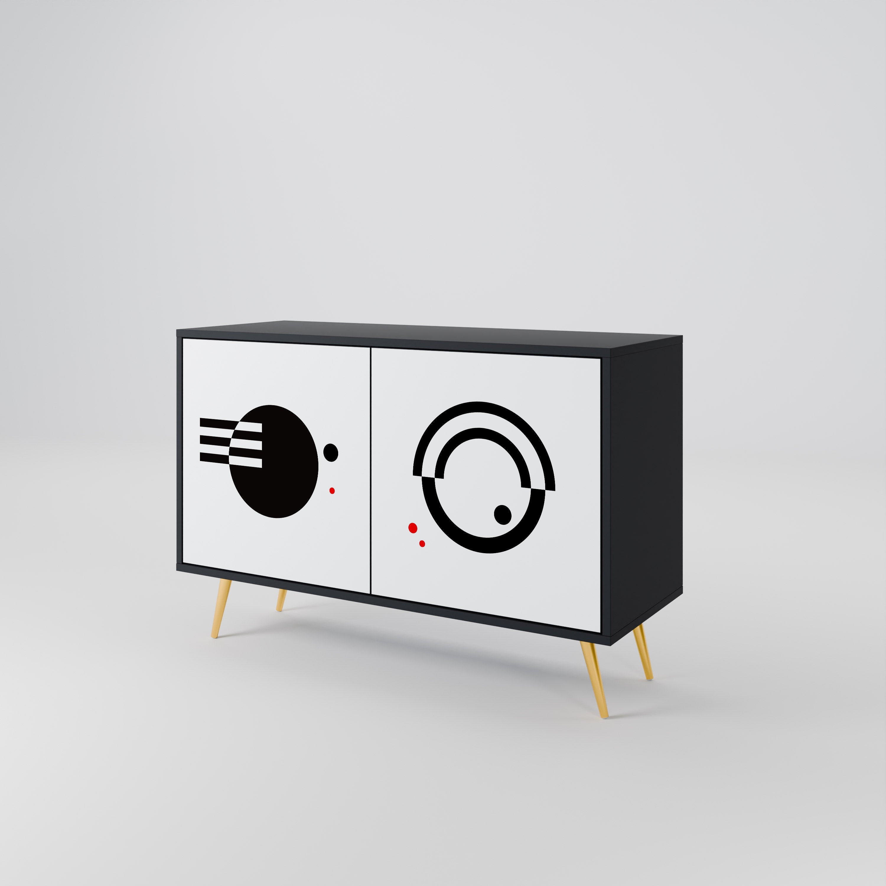 BLACK AND WHITE COMBINATION Sideboard mit 2 Türen in Schwarz