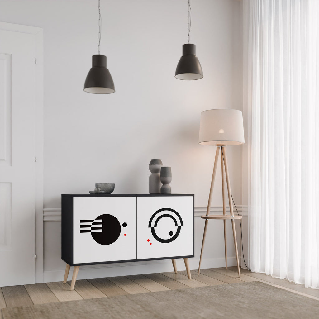 BLACK AND WHITE COMBINATION Sideboard mit 2 Türen in Schwarz