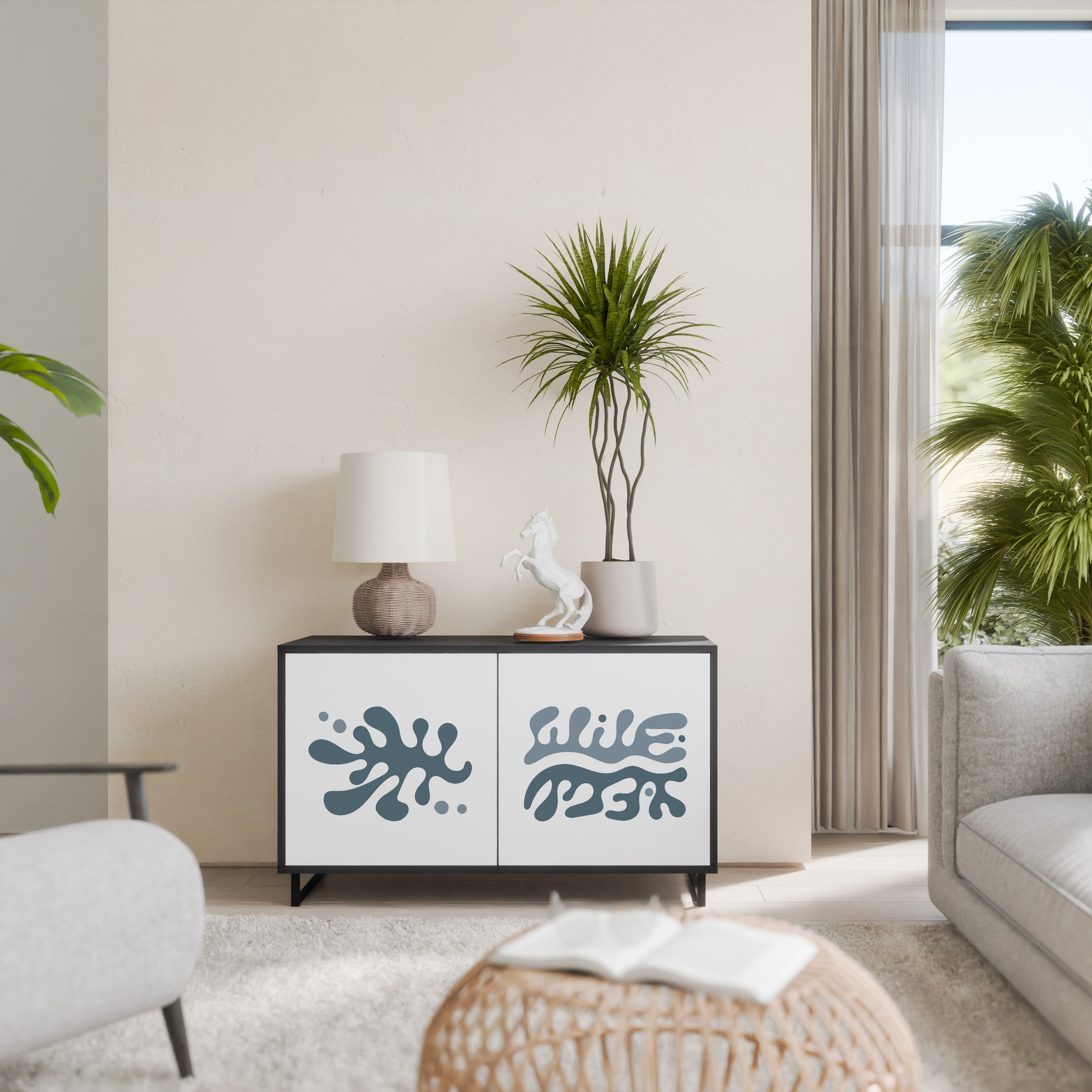 WONDERLAND VEGETATION Sideboard mit 2 Türen in Schwarz