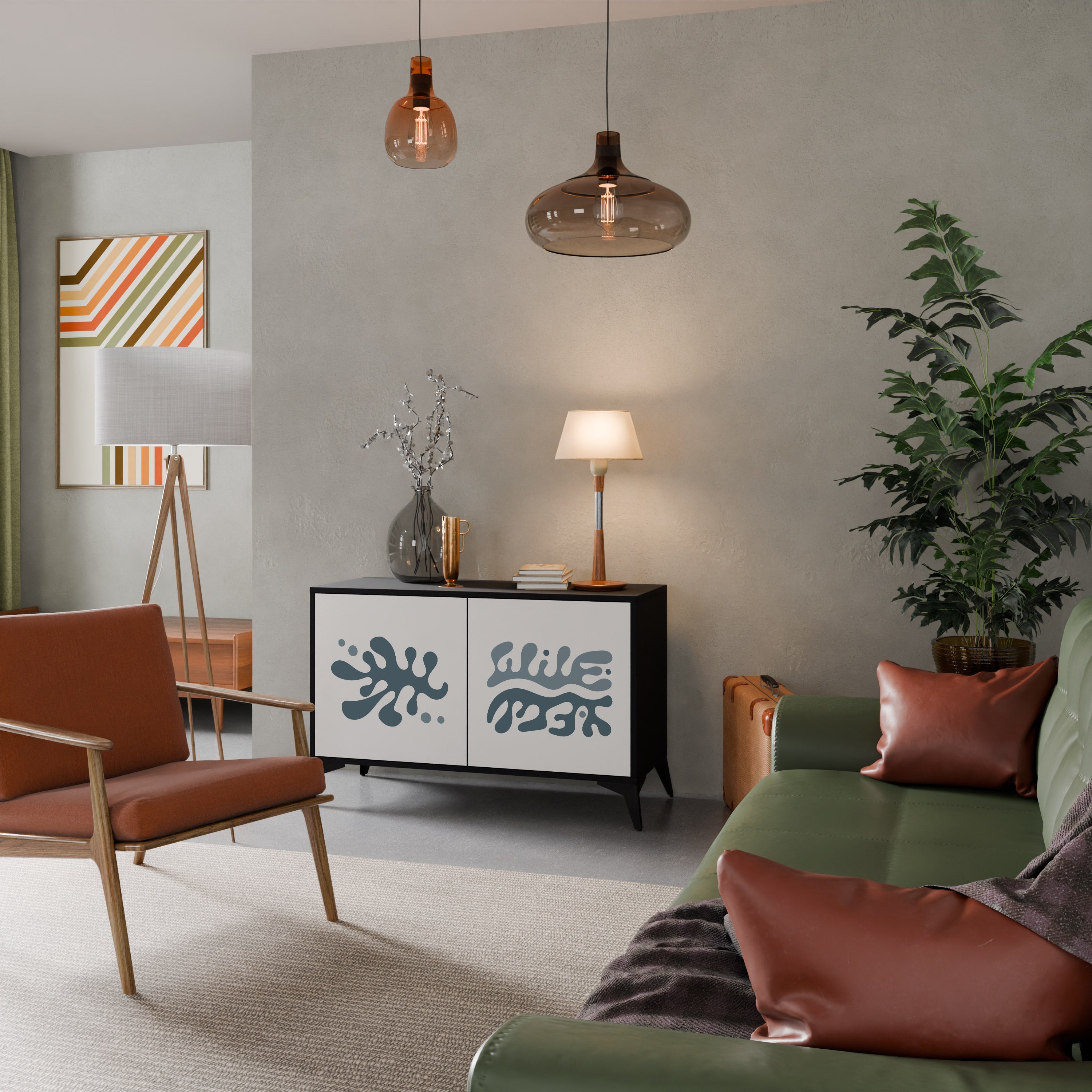 WONDERLAND VEGETATION Sideboard mit 2 Türen in Schwarz