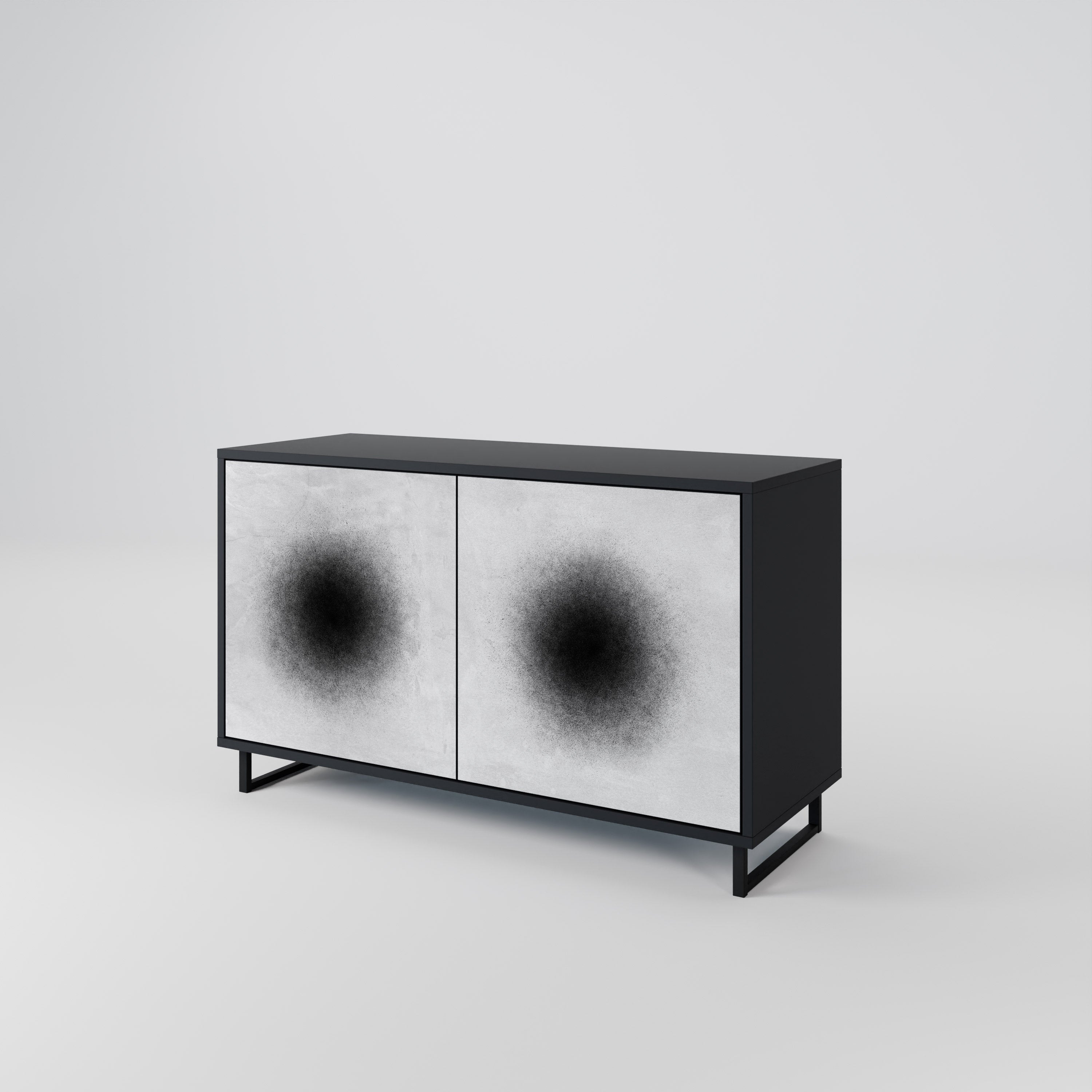 BLACK HOLE Sideboard mit 2 Türen in Schwarz