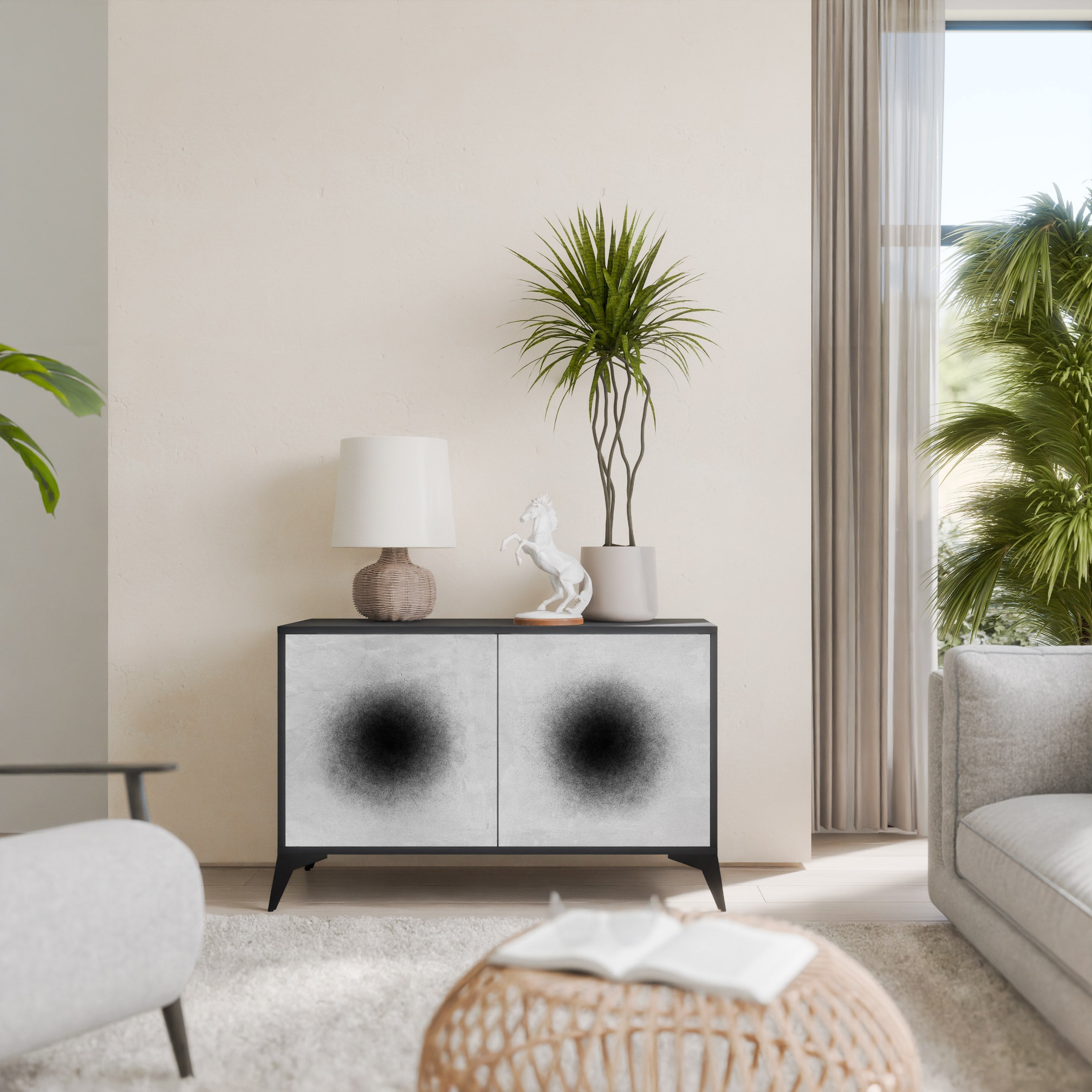 BLACK HOLE Sideboard mit 2 Türen in Schwarz