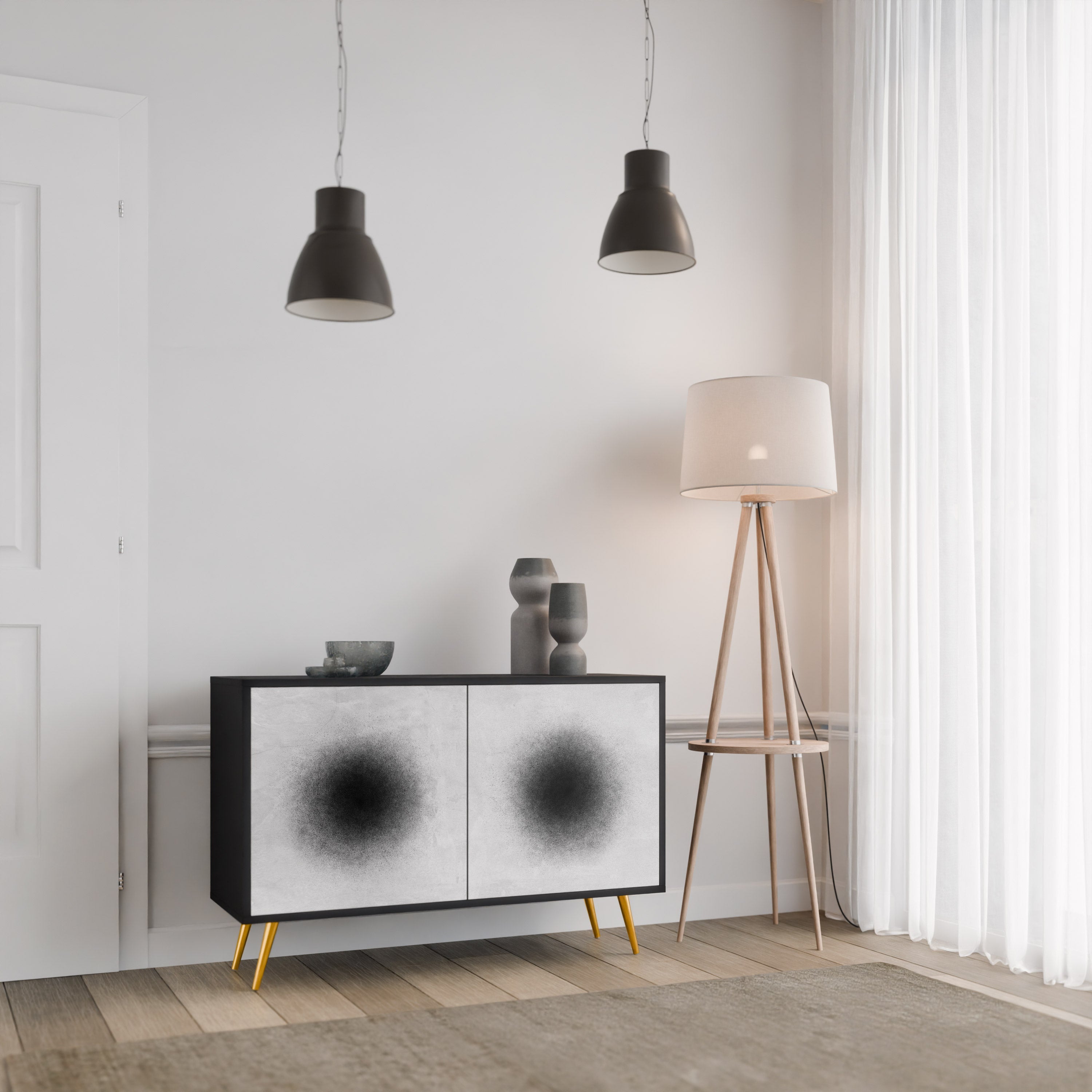 BLACK HOLE Sideboard mit 2 Türen in Schwarz