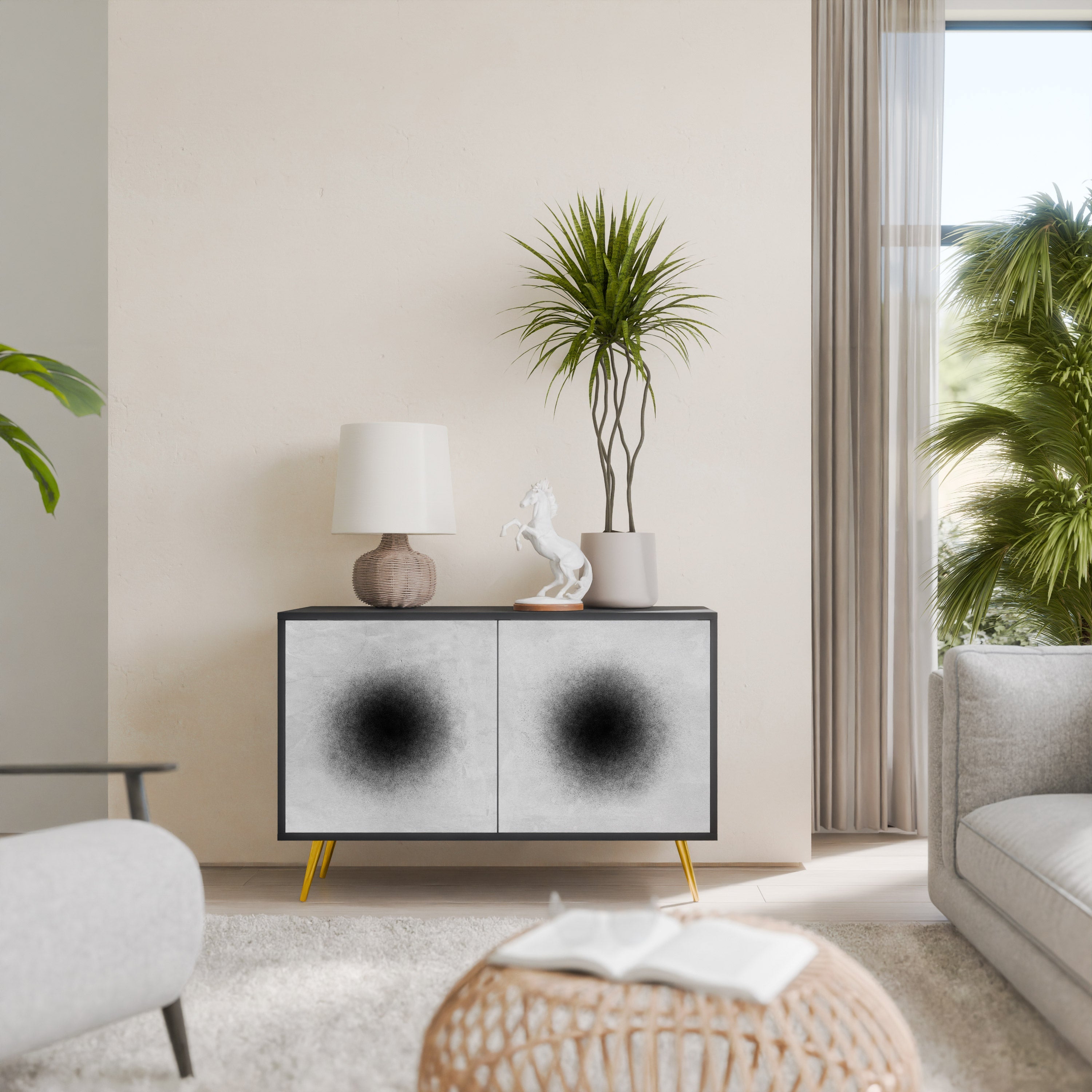 BLACK HOLE Sideboard mit 2 Türen in Schwarz