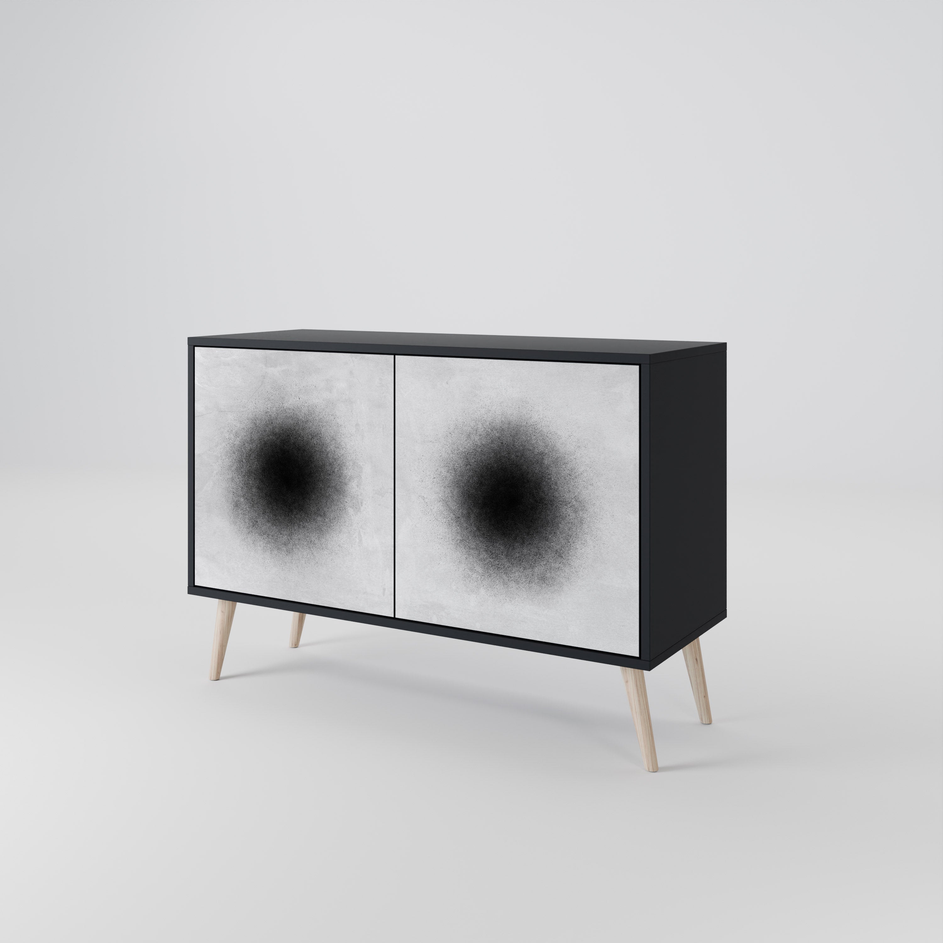 BLACK HOLE Sideboard mit 2 Türen in Schwarz