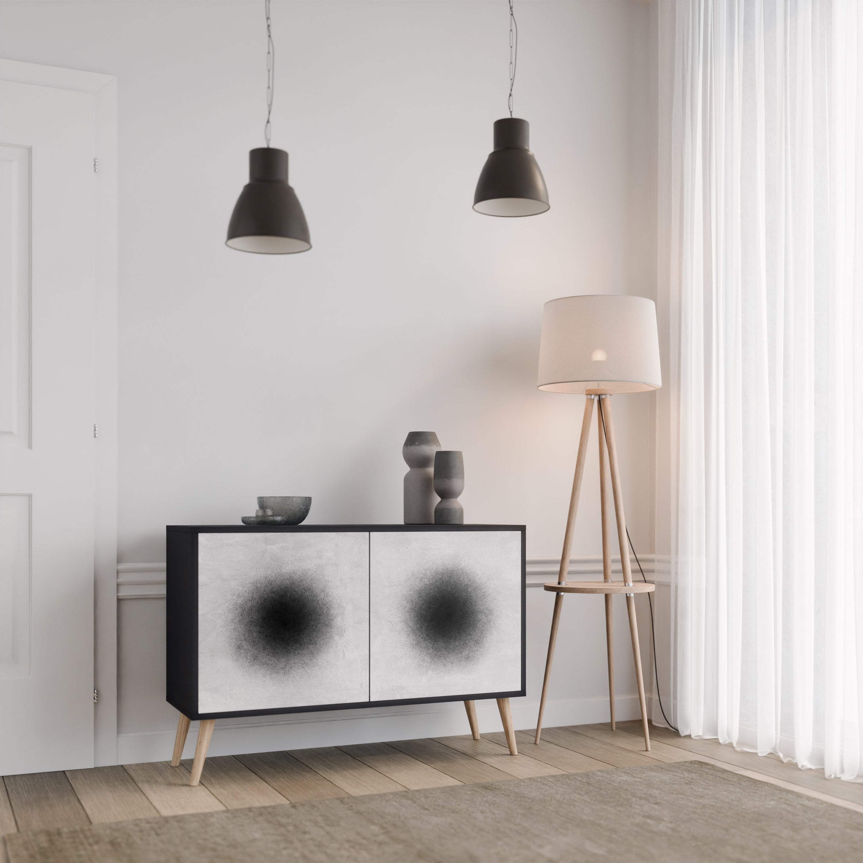 BLACK HOLE Sideboard mit 2 Türen in Schwarz