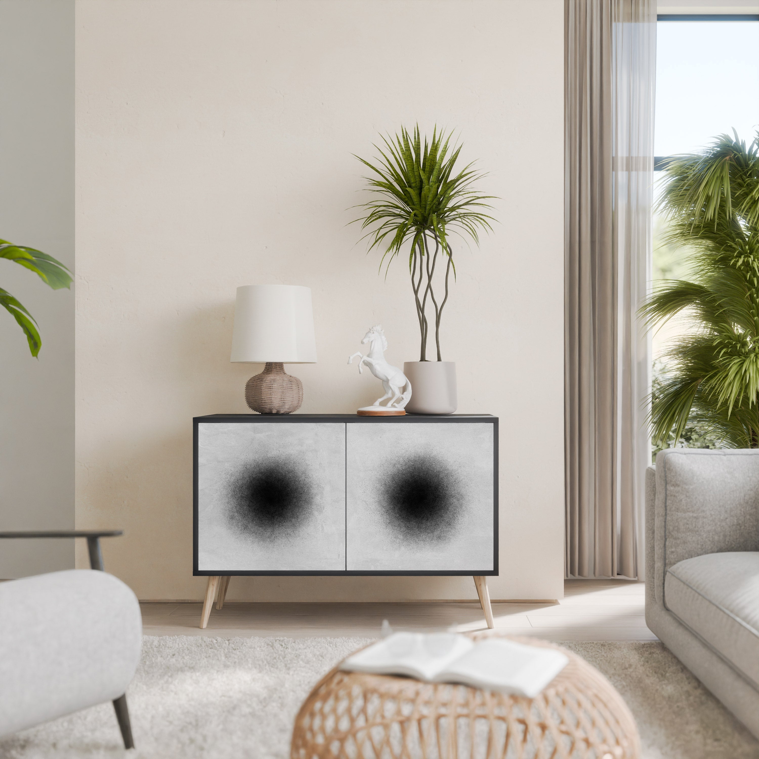 BLACK HOLE Sideboard mit 2 Türen in Schwarz