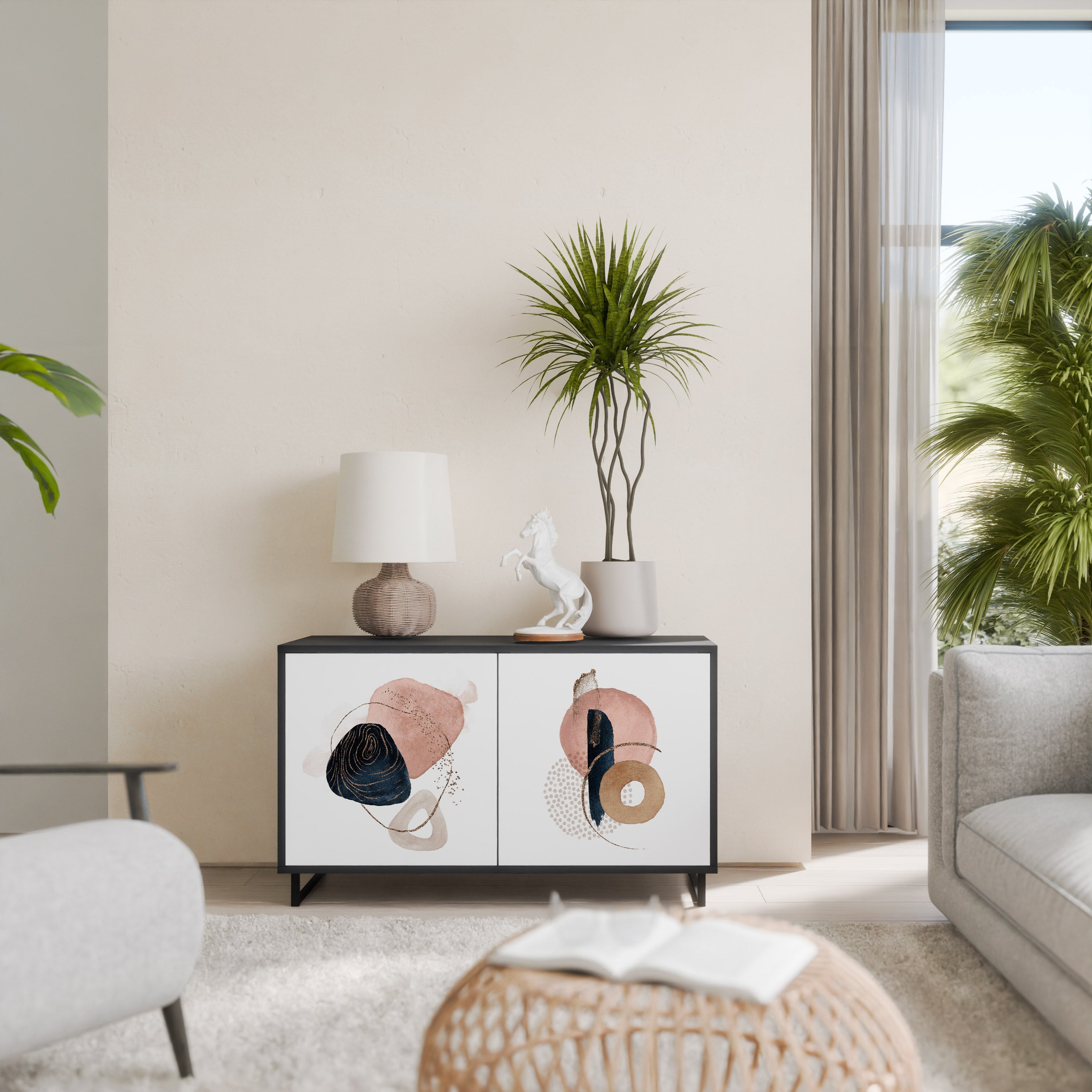 COLORFUL SHAPES Sideboard mit 2 Türen in Schwarz