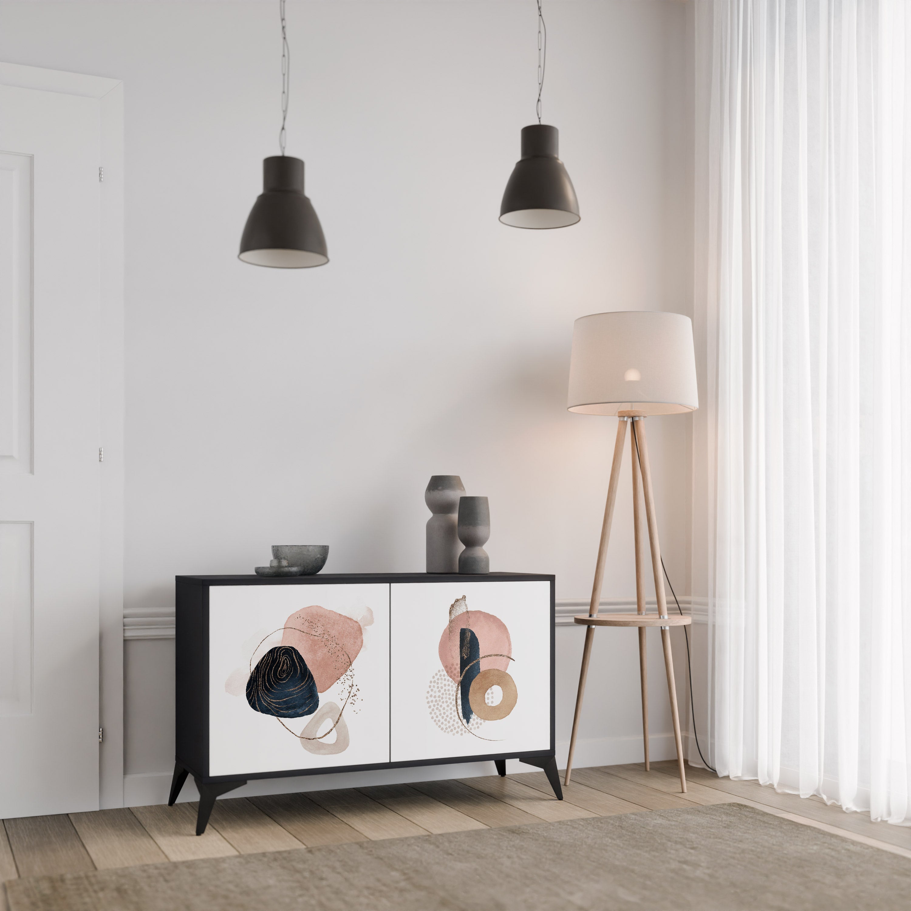 COLORFUL SHAPES Sideboard mit 2 Türen in Schwarz