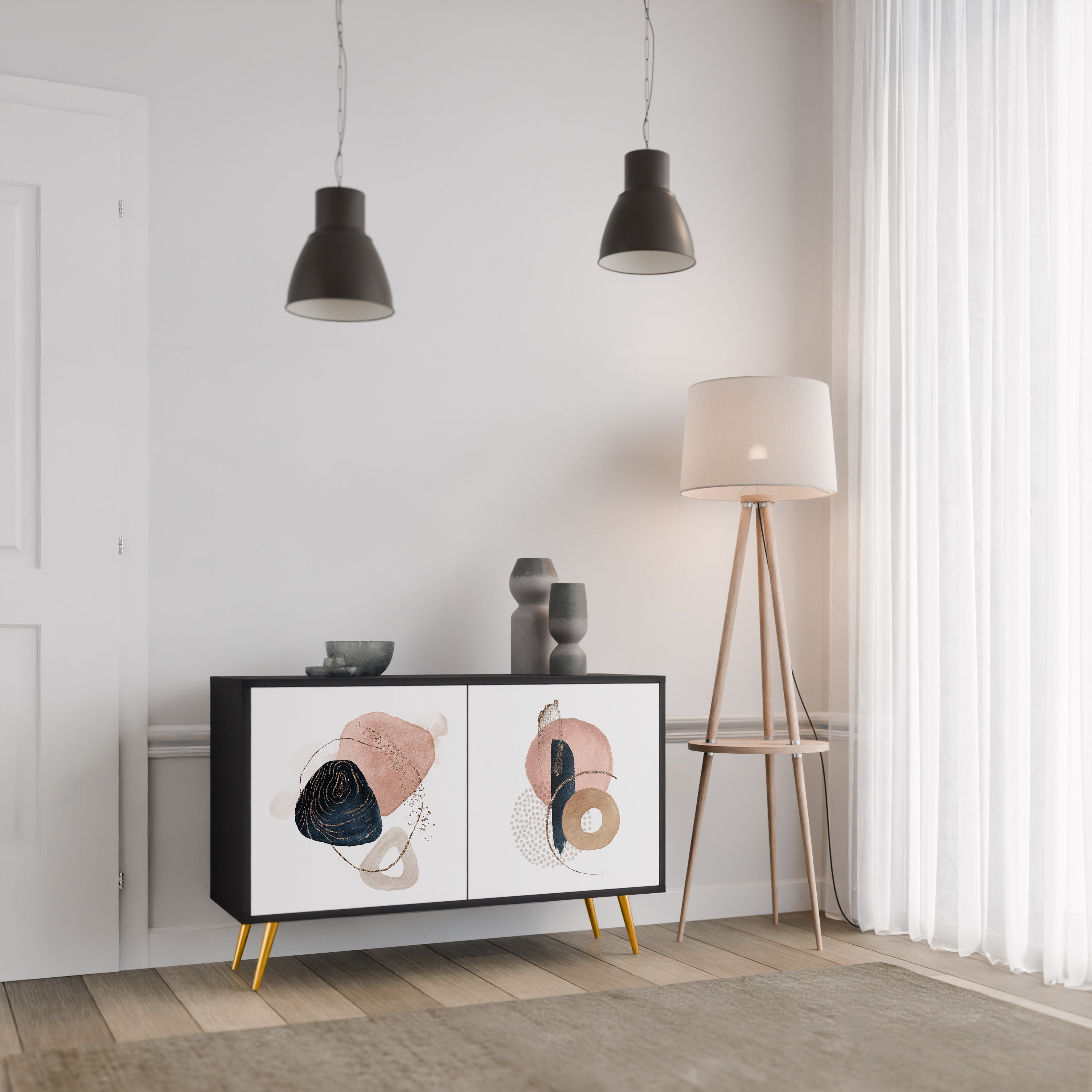 COLORFUL SHAPES Sideboard mit 2 Türen in Schwarz