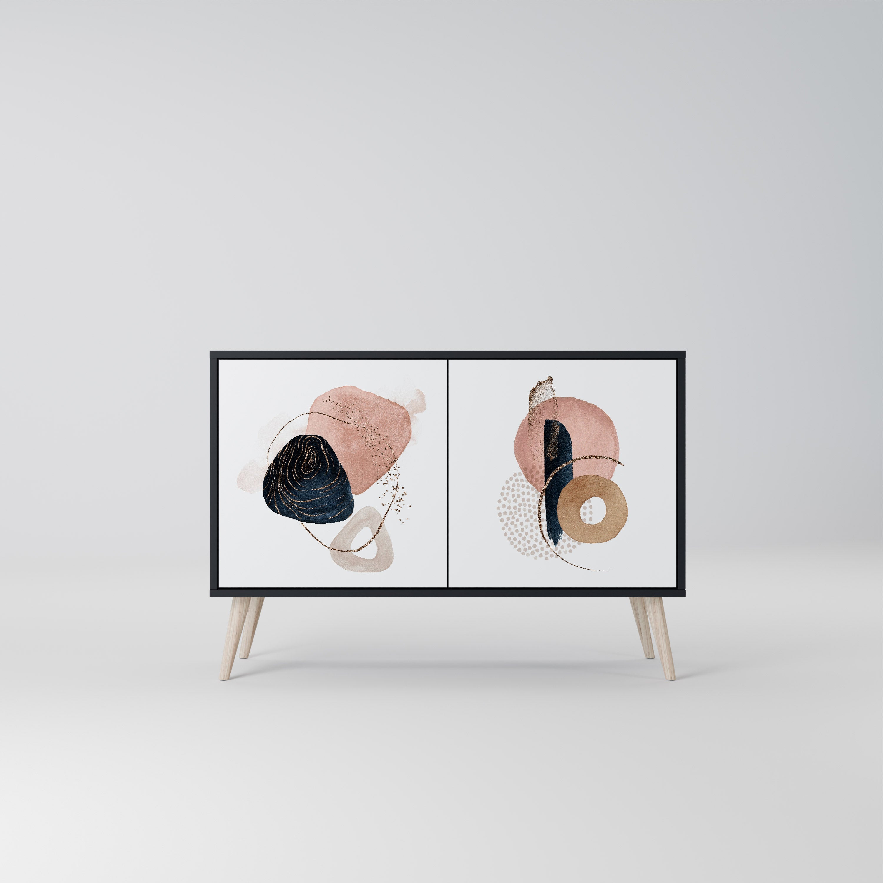 COLORFUL SHAPES Sideboard mit 2 Türen in Schwarz