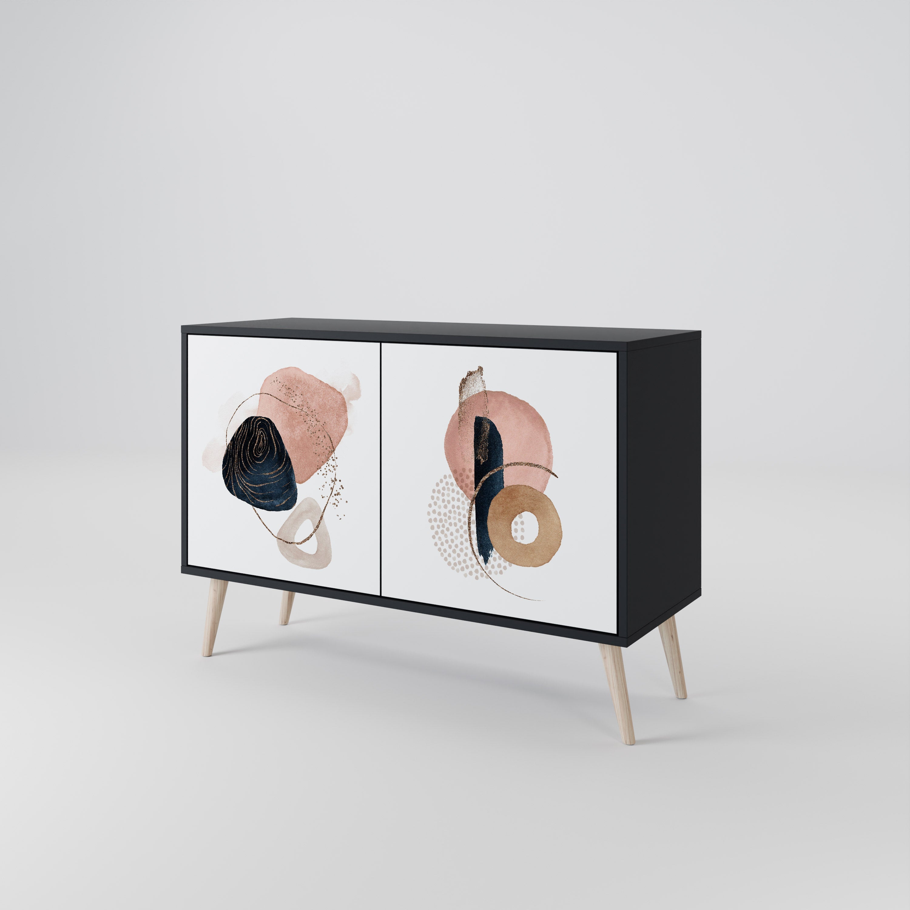 COLORFUL SHAPES Sideboard mit 2 Türen in Schwarz