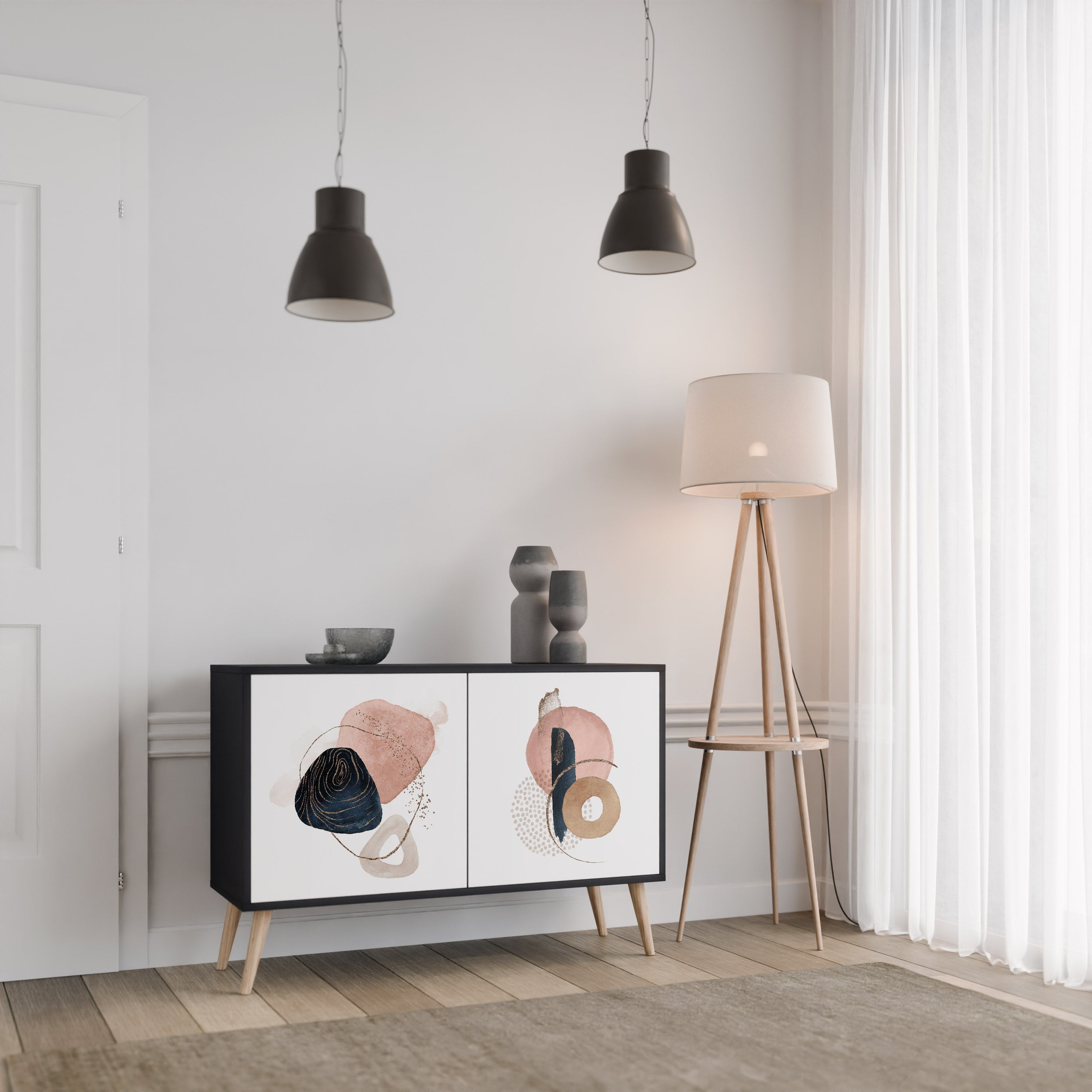 COLORFUL SHAPES Sideboard mit 2 Türen in Schwarz