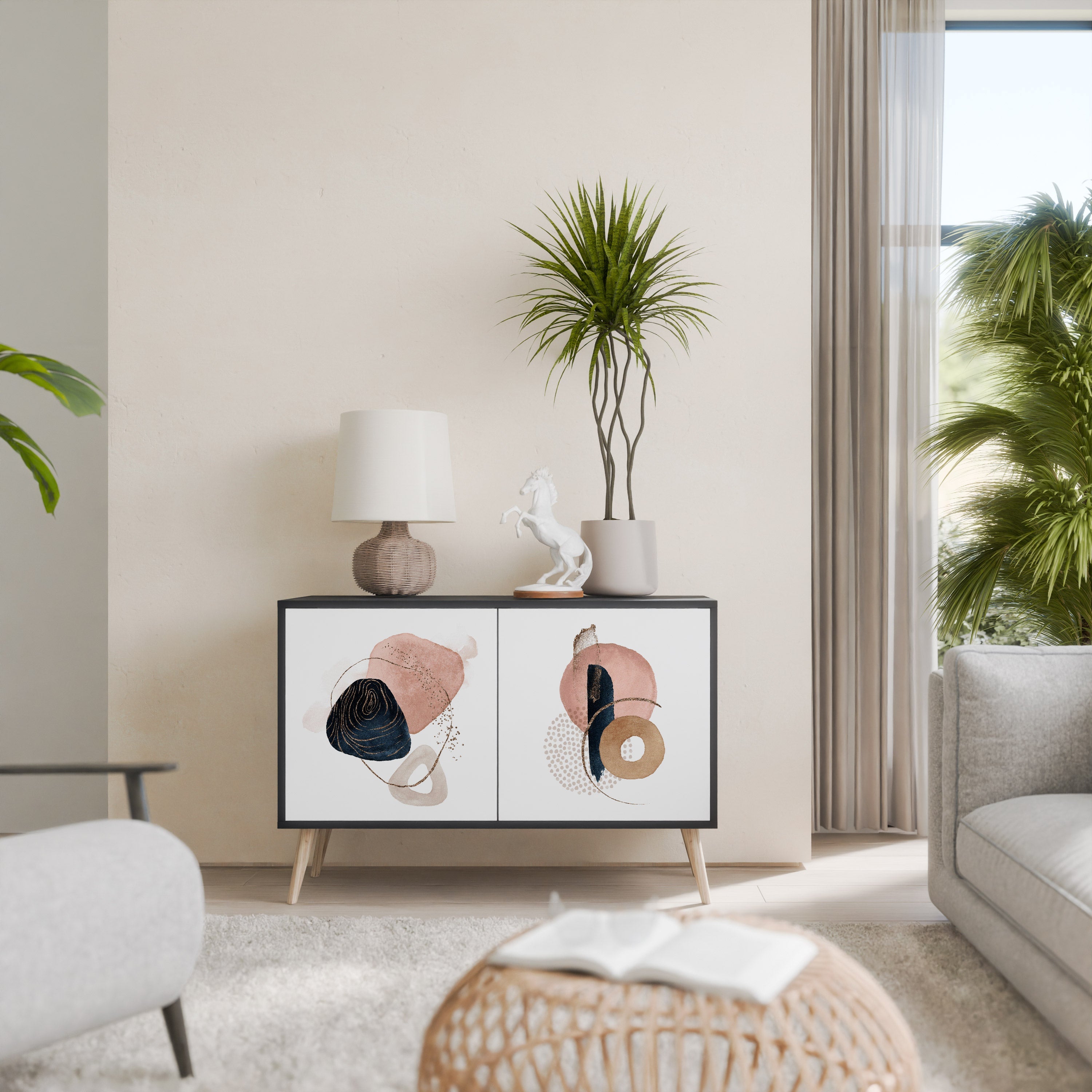 COLORFUL SHAPES Sideboard mit 2 Türen in Schwarz