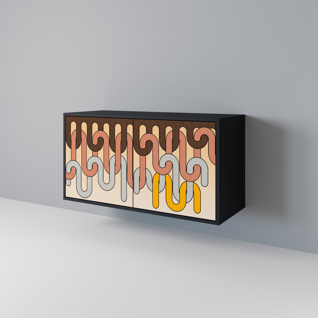 COLORFUL STRINGS Sideboard mit 2 Türen in Schwarz