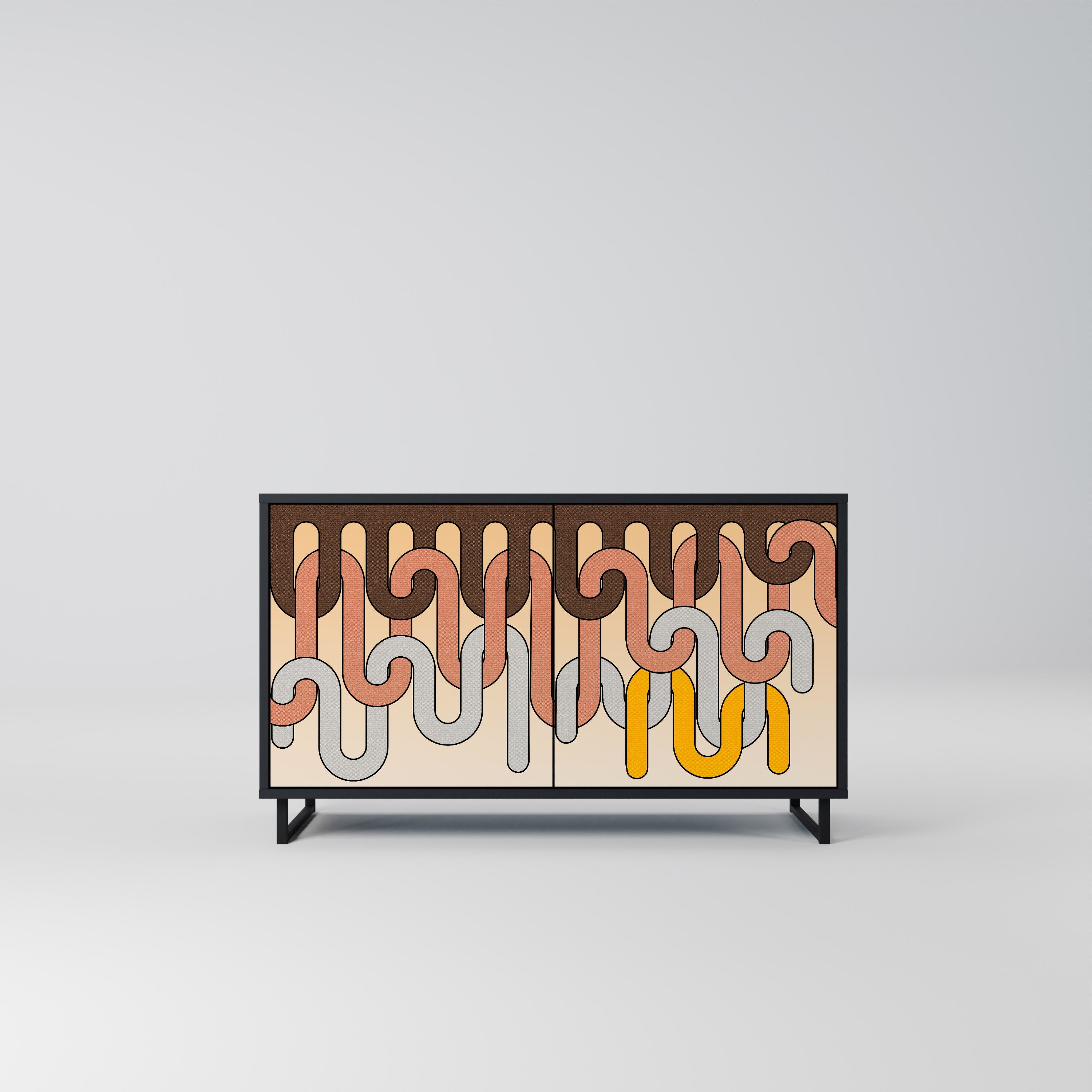 COLORFUL STRINGS Sideboard mit 2 Türen in Schwarz