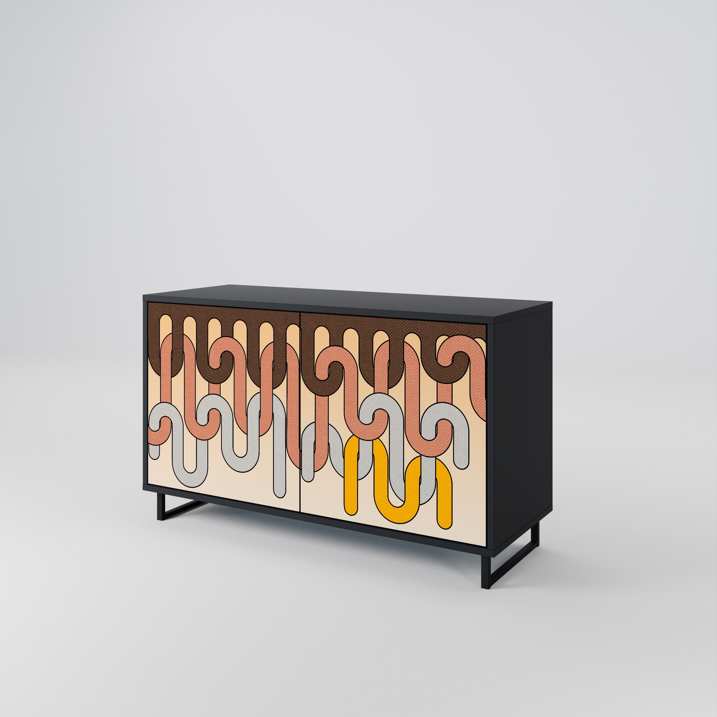 COLORFUL STRINGS Sideboard mit 2 Türen in Schwarz