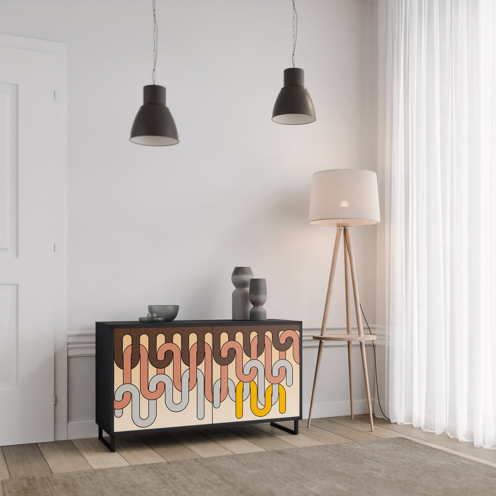 COLORFUL STRINGS Sideboard mit 2 Türen in Schwarz
