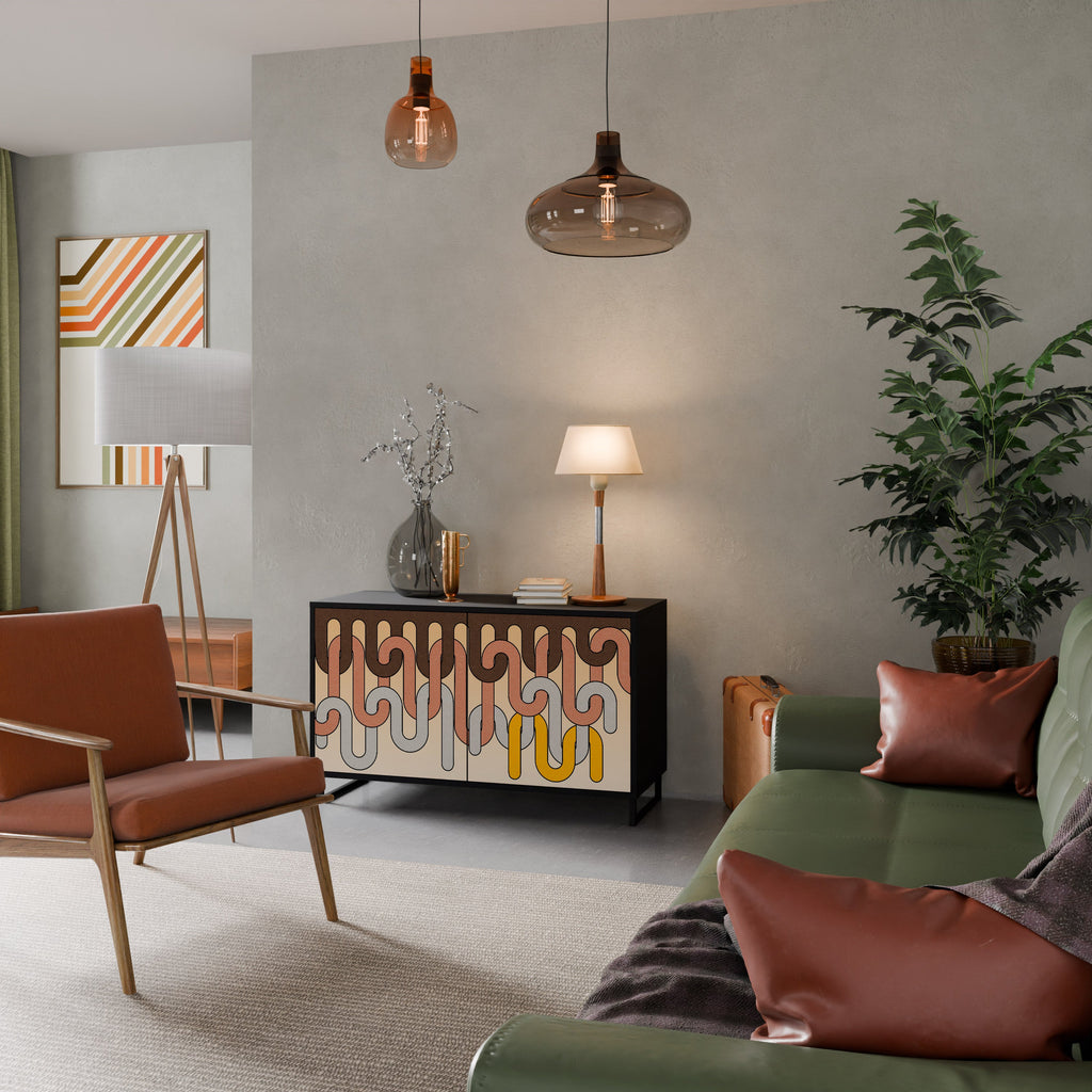 COLORFUL STRINGS Sideboard mit 2 Türen in Schwarz