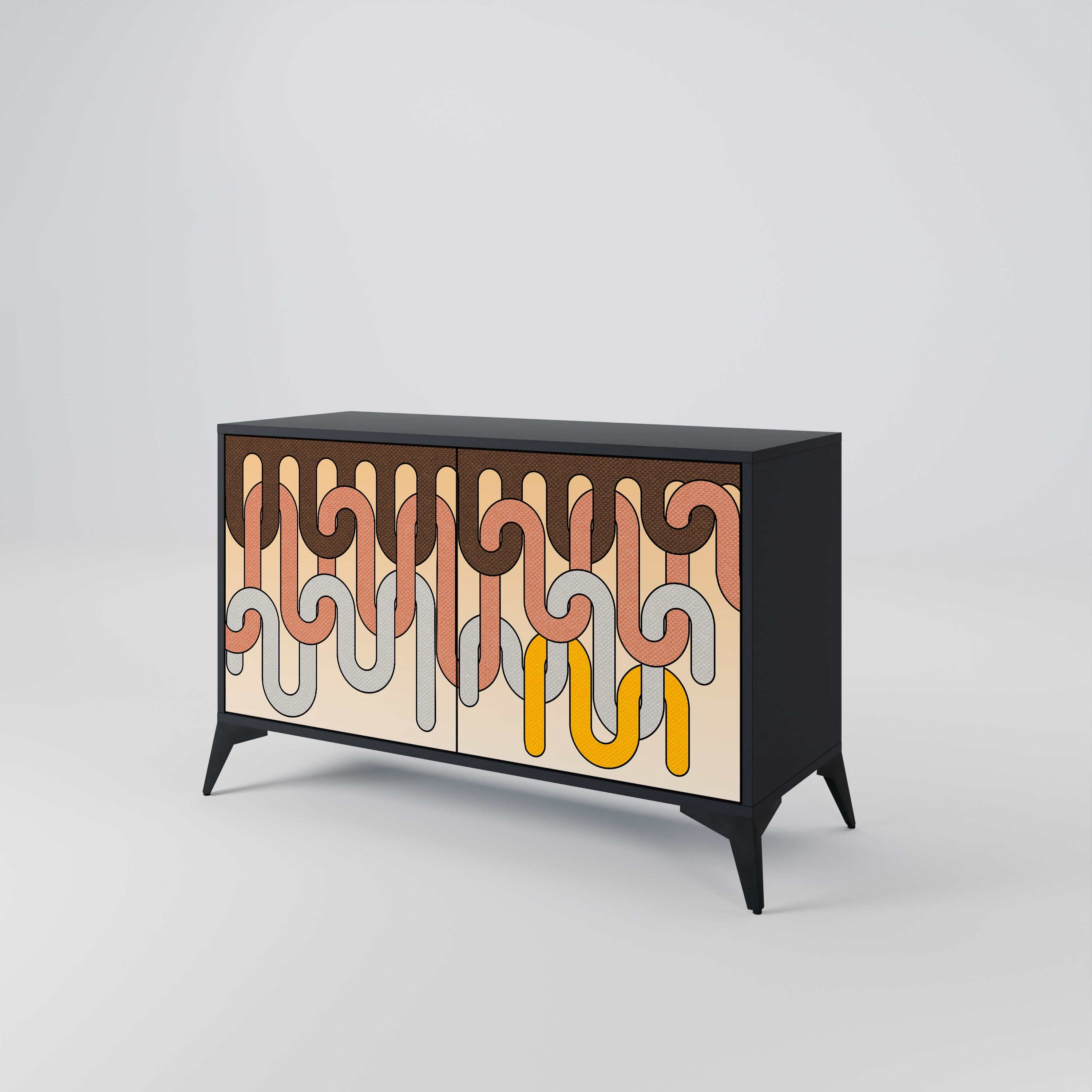 COLORFUL STRINGS Sideboard mit 2 Türen in Schwarz