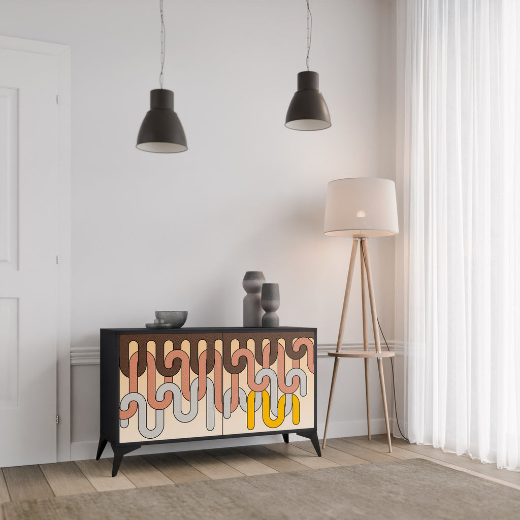 COLORFUL STRINGS Sideboard mit 2 Türen in Schwarz