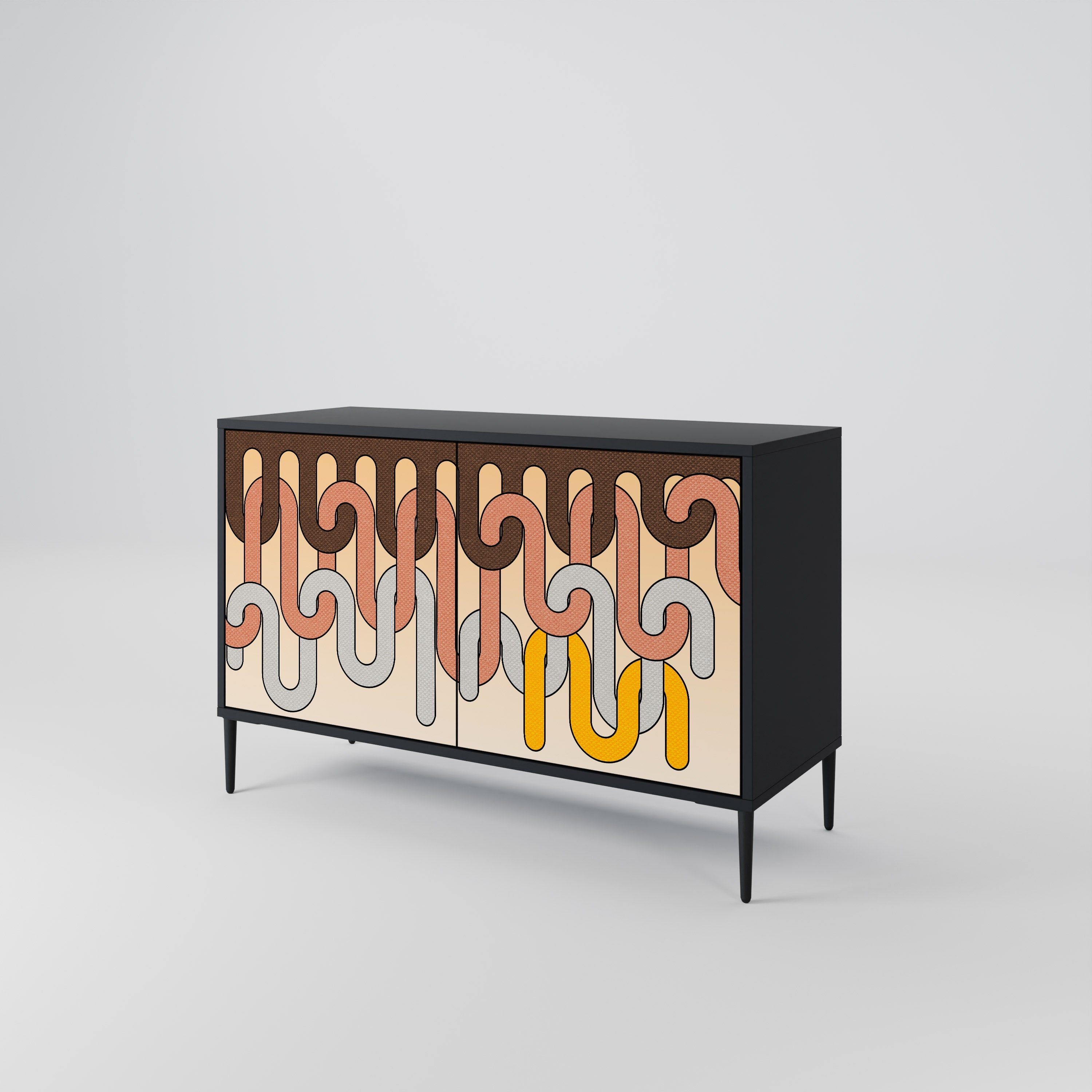 COLORFUL STRINGS Sideboard mit 2 Türen in Schwarz