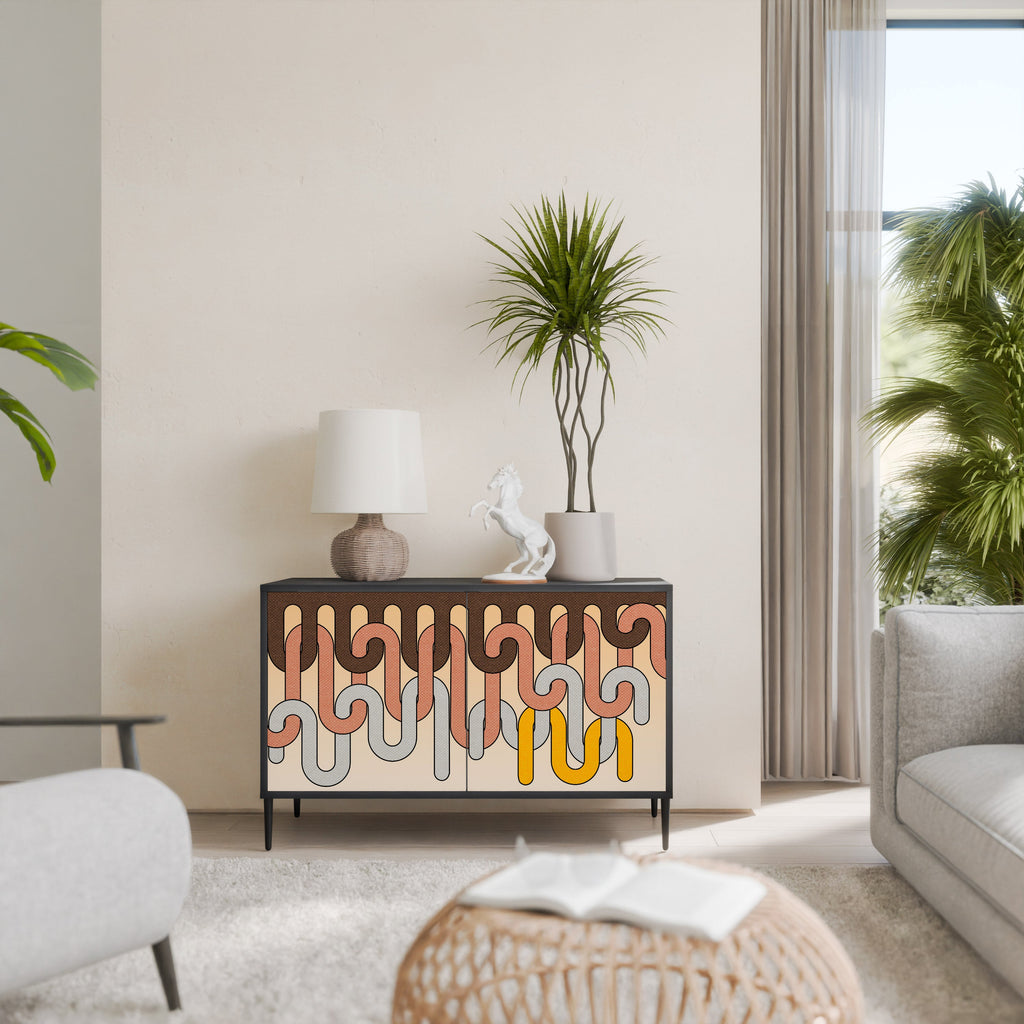 COLORFUL STRINGS Sideboard mit 2 Türen in Schwarz