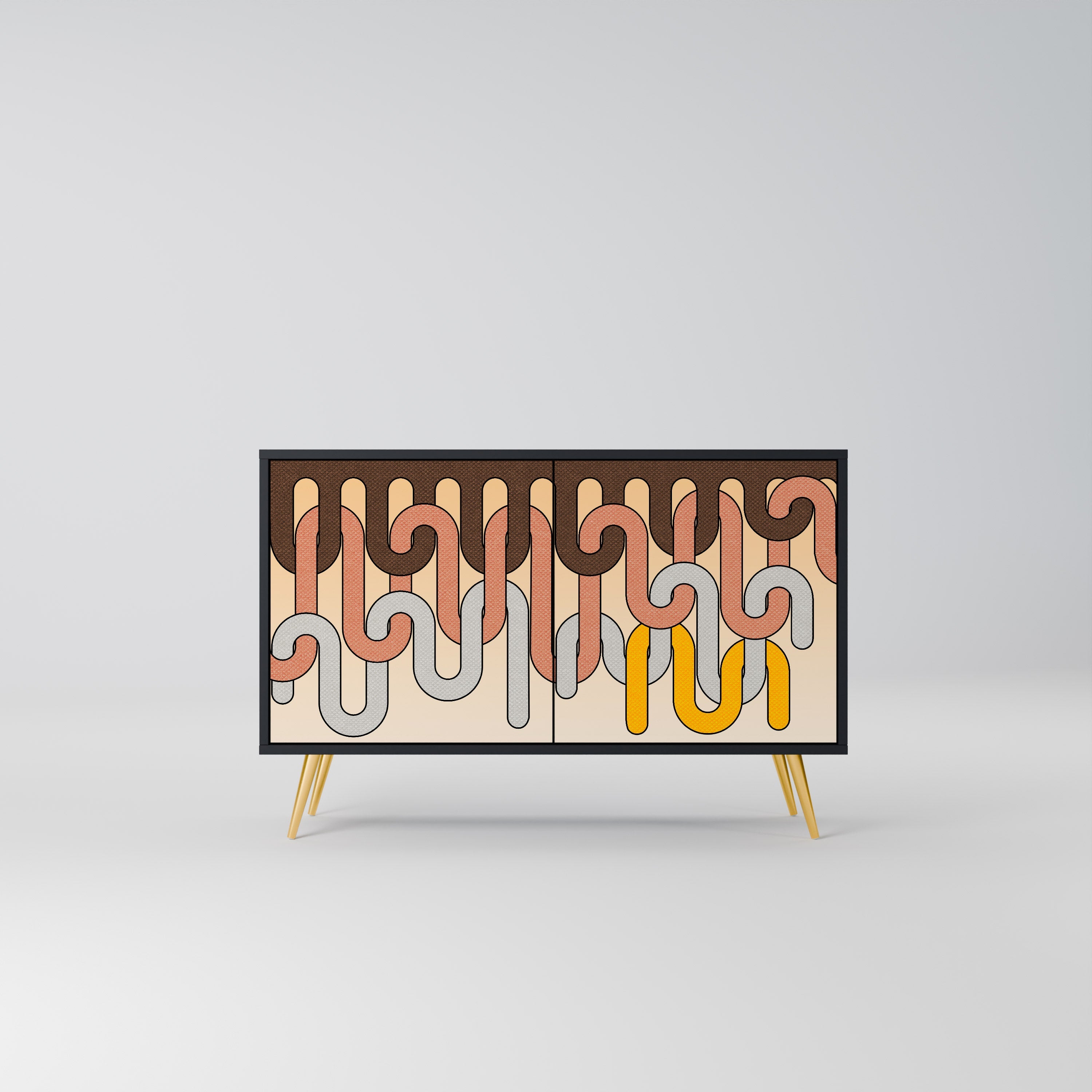 COLORFUL STRINGS Sideboard mit 2 Türen in Schwarz