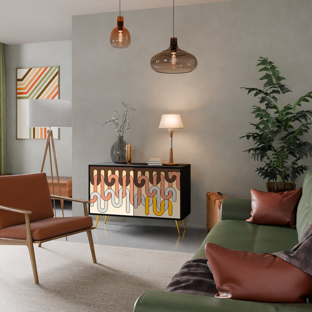 COLORFUL STRINGS Sideboard mit 2 Türen in Schwarz