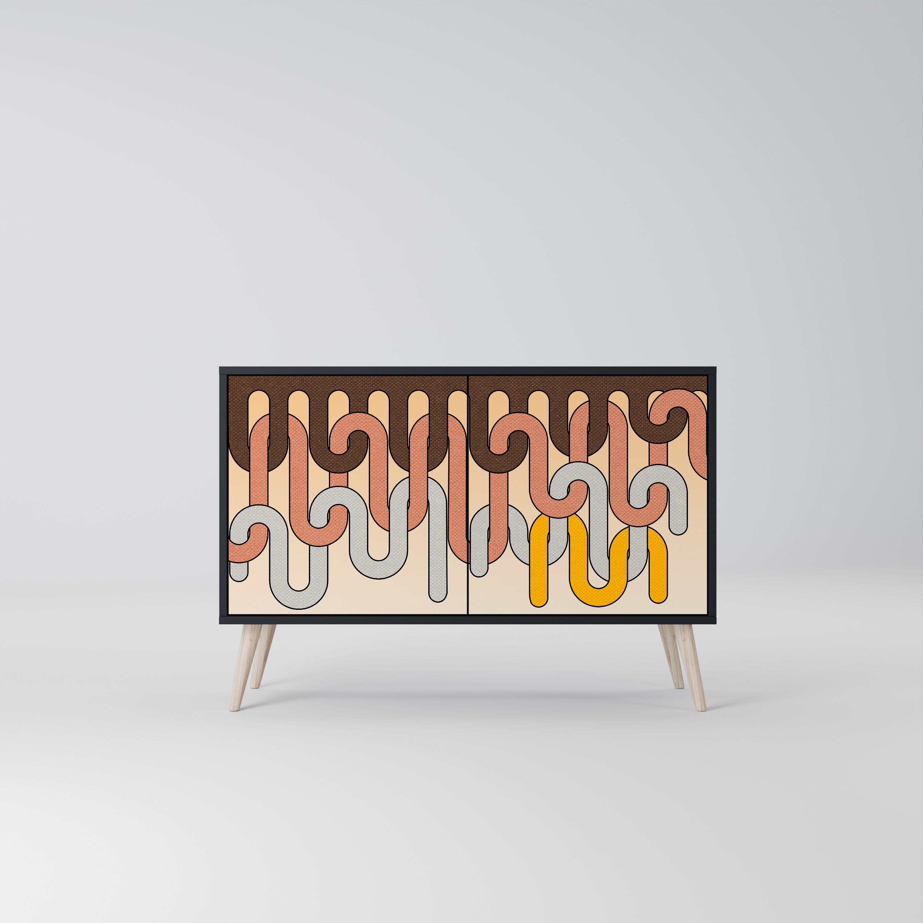 COLORFUL STRINGS Sideboard mit 2 Türen in Schwarz