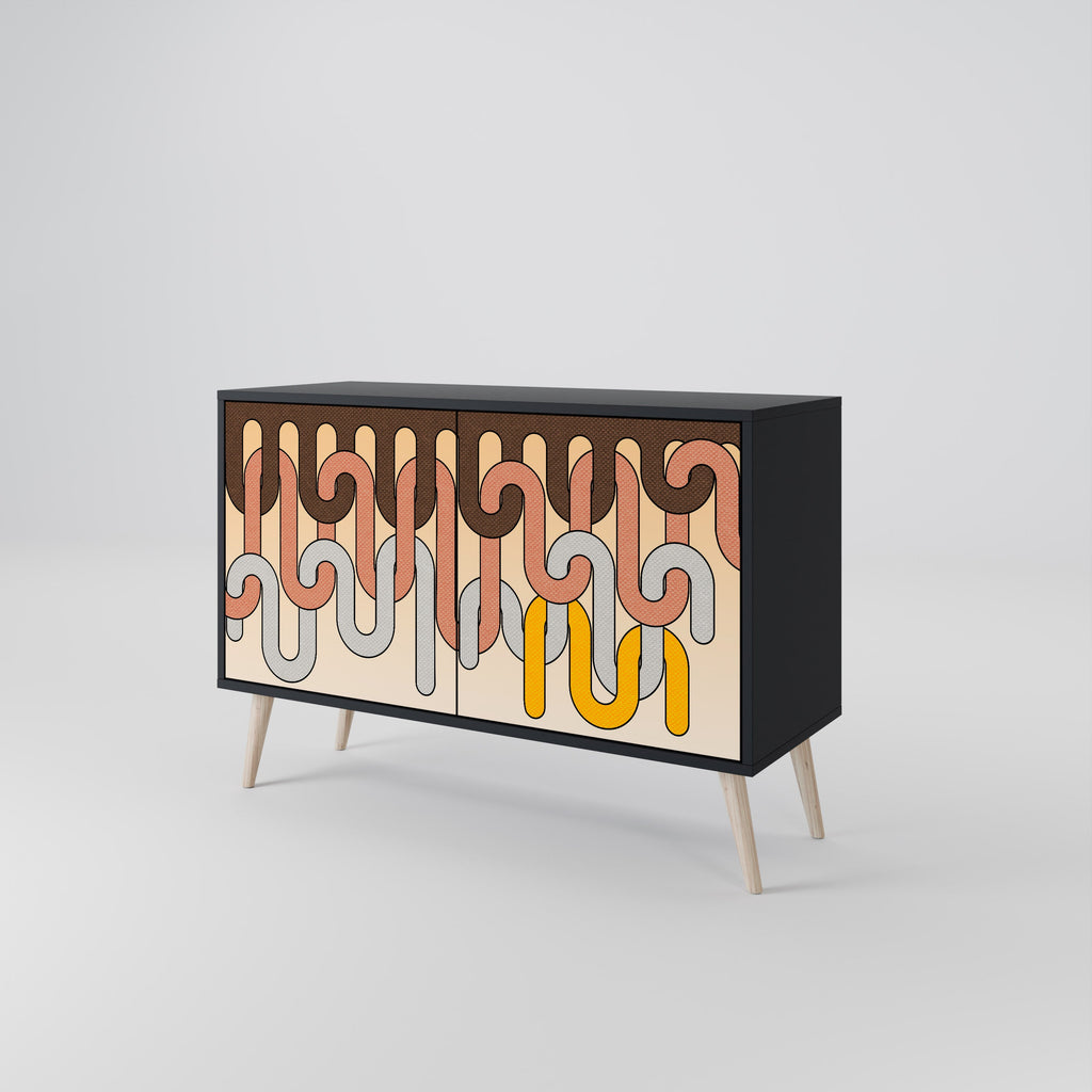 COLORFUL STRINGS Sideboard mit 2 Türen in Schwarz