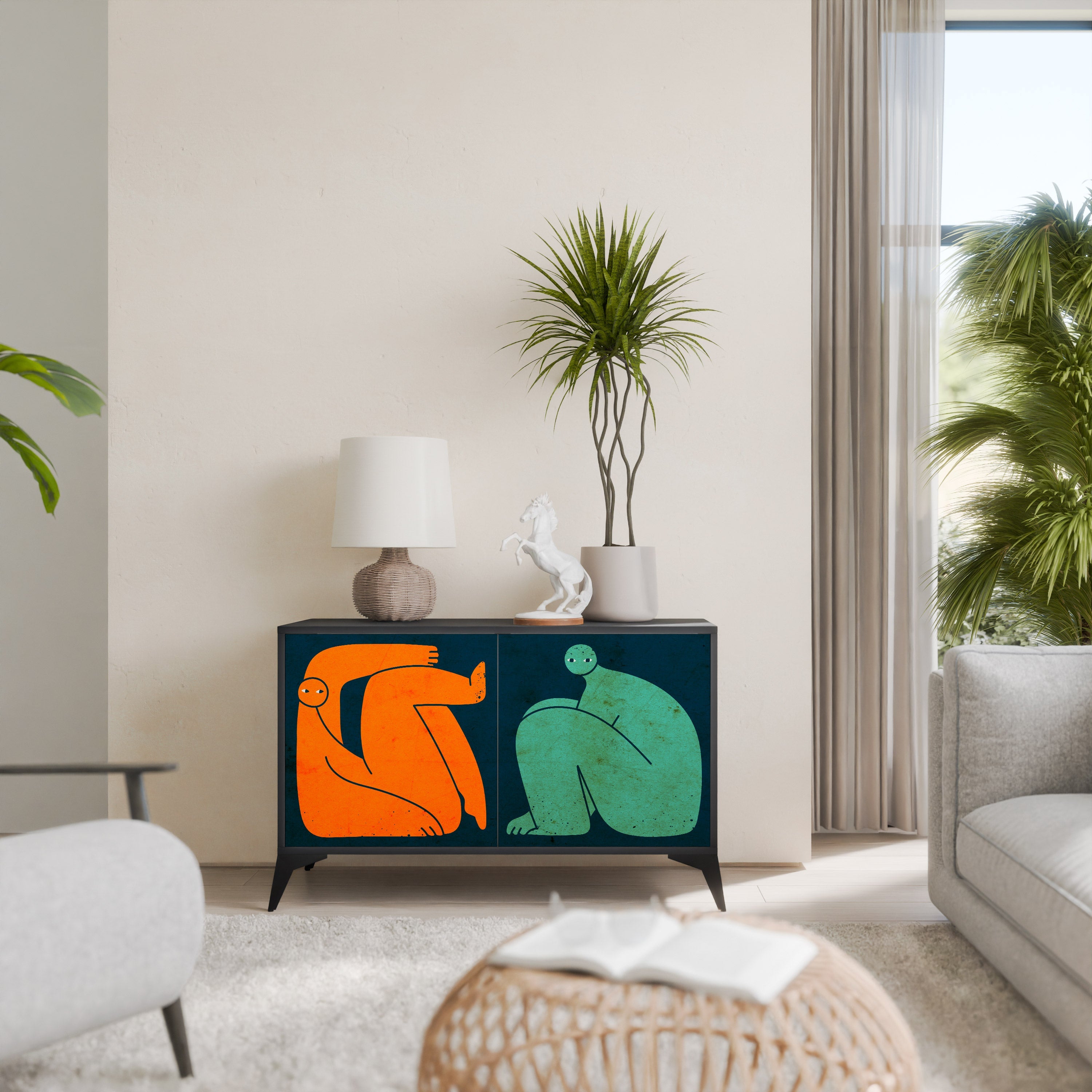 TOGETHER BUT SEPARATELY Sideboard mit 2 Türen in Schwarz