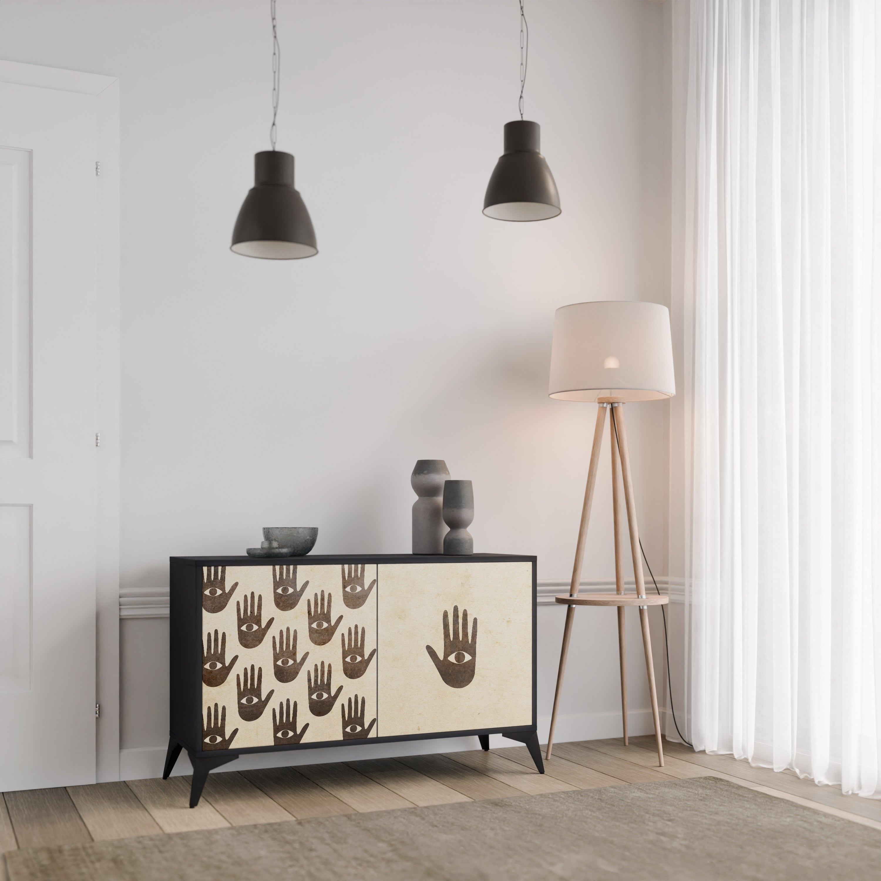 SEE MORE Sideboard mit 2 Türen in Schwarz