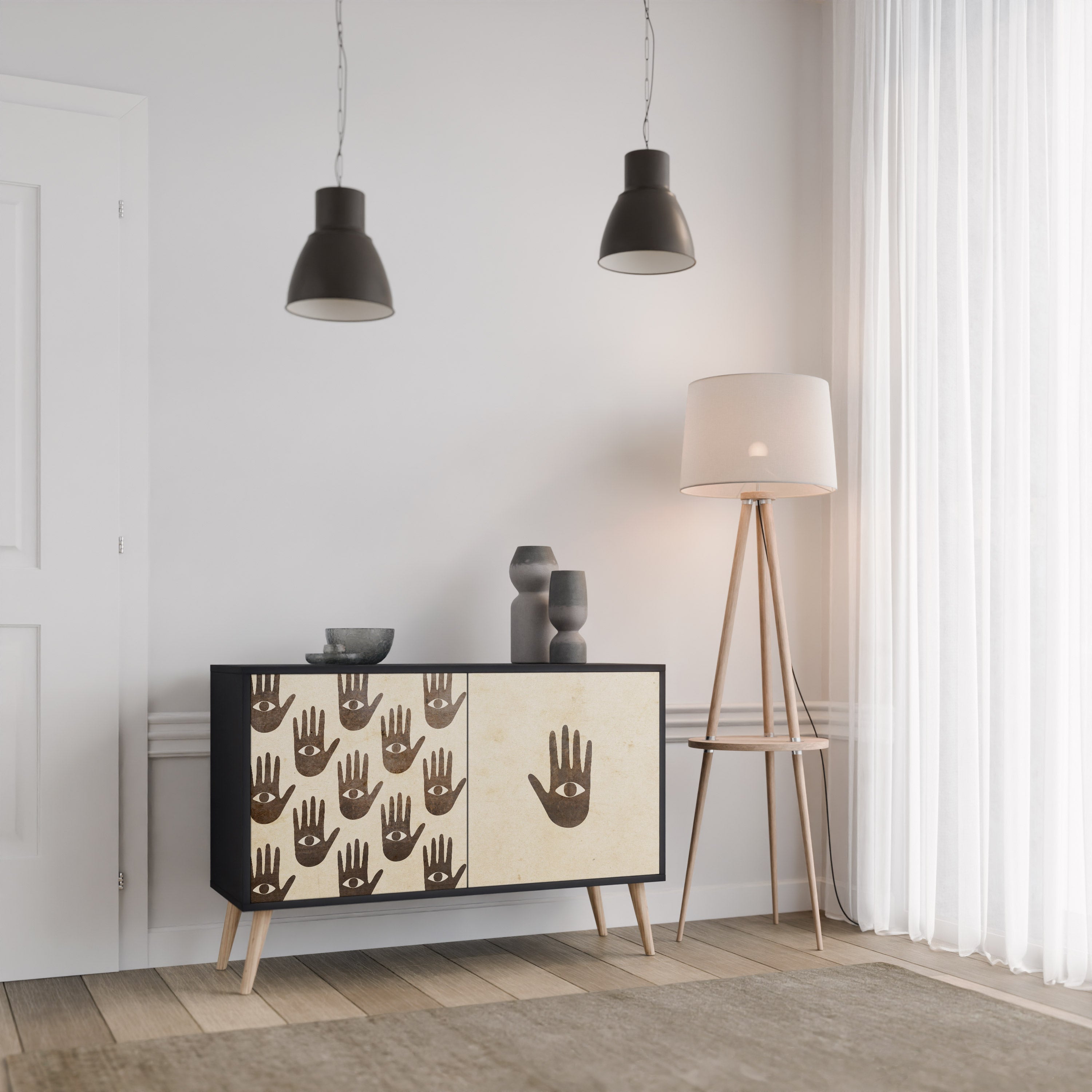 SEE MORE Sideboard mit 2 Türen in Schwarz