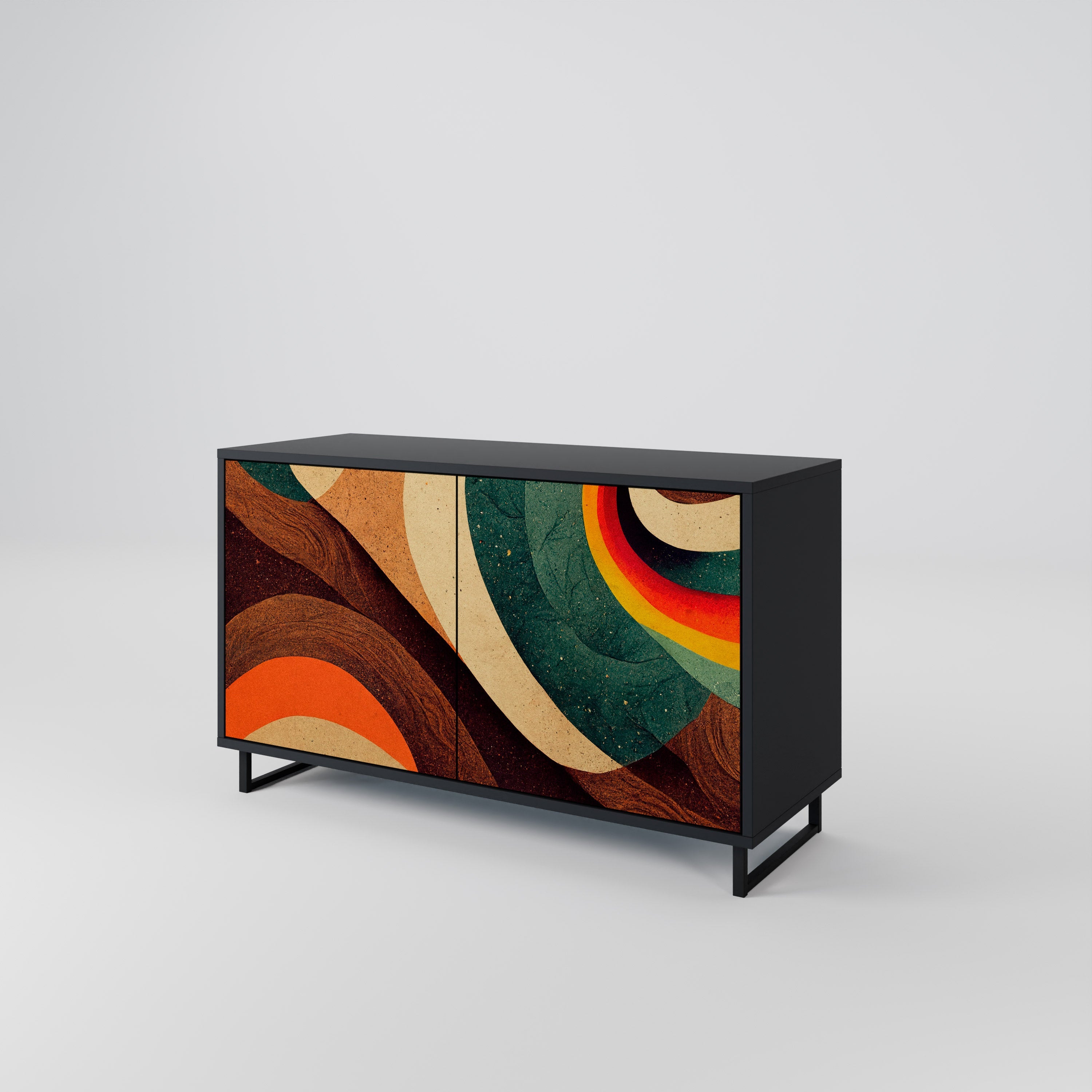 COLORFUL STRANDS Sideboard mit 2 Türen in Schwarz
