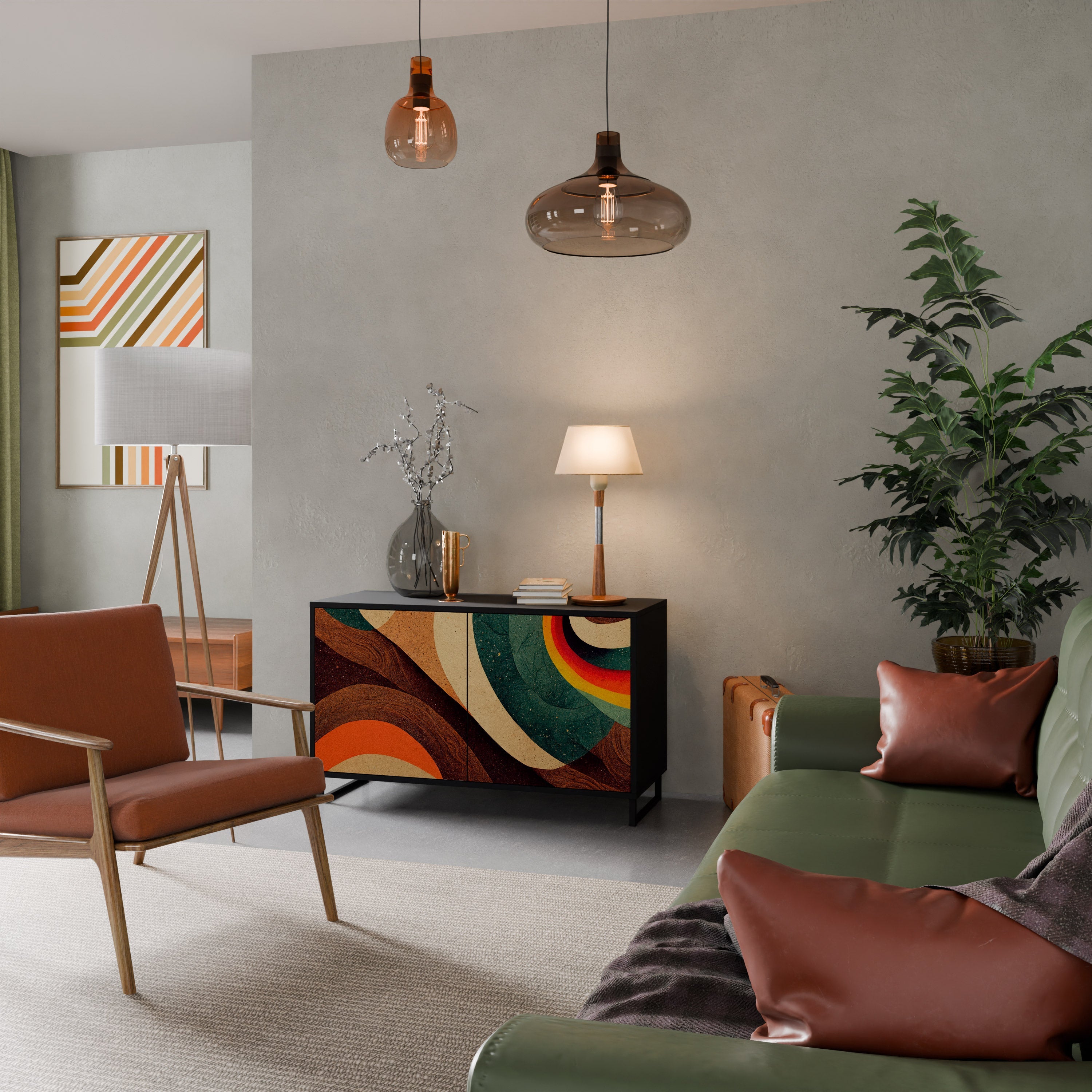 COLORFUL STRANDS Sideboard mit 2 Türen in Schwarz