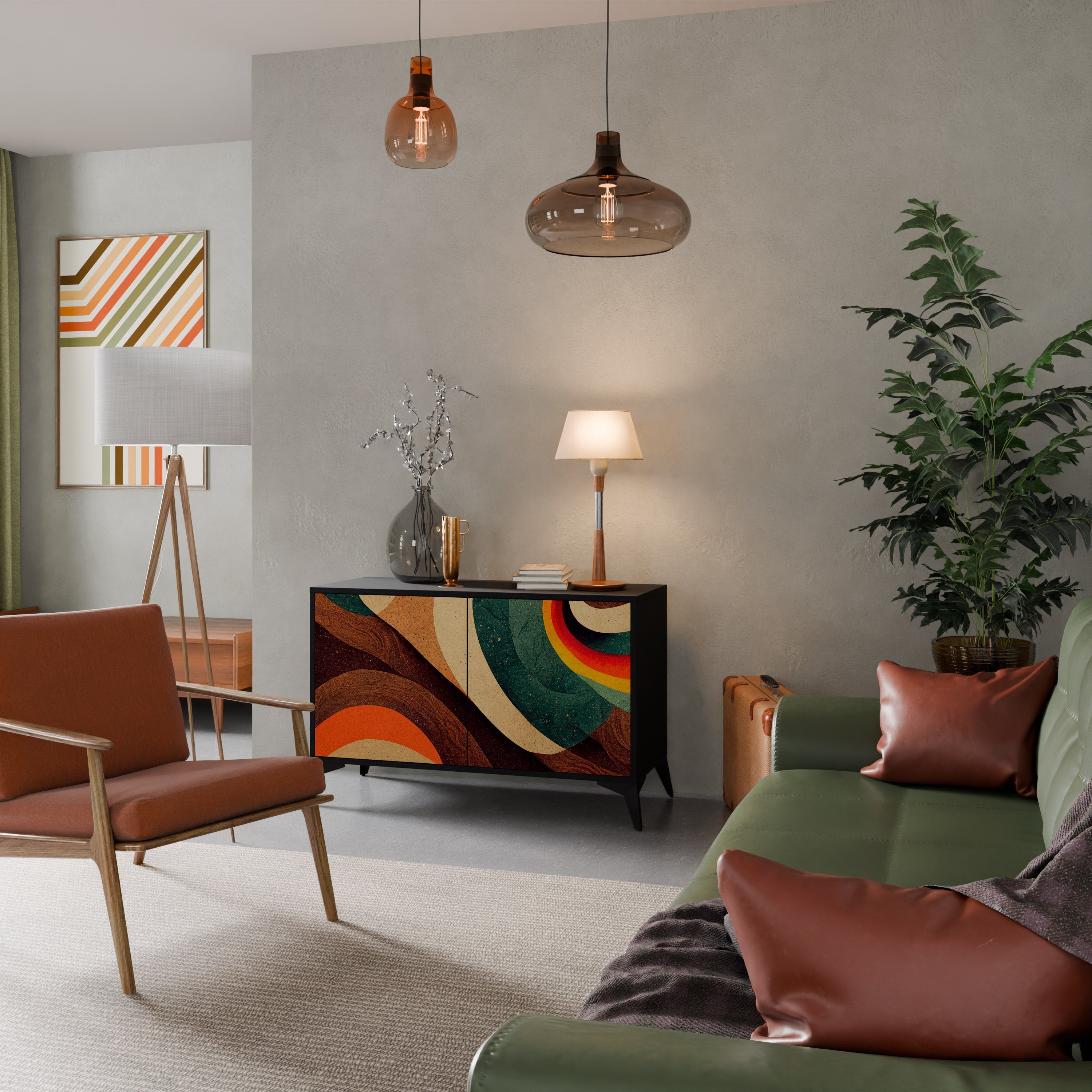 COLORFUL STRANDS Sideboard mit 2 Türen in Schwarz