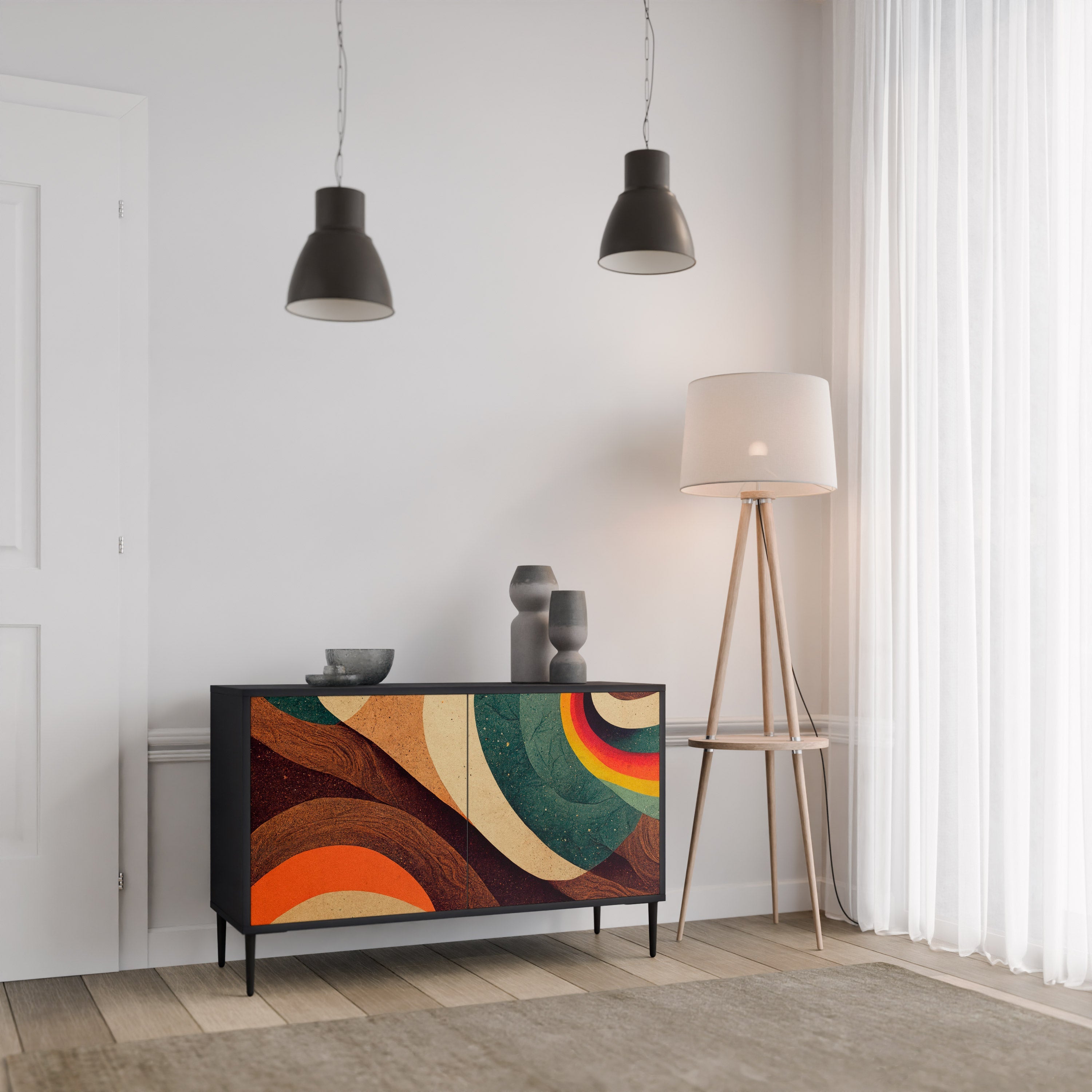 COLORFUL STRANDS Sideboard mit 2 Türen in Schwarz