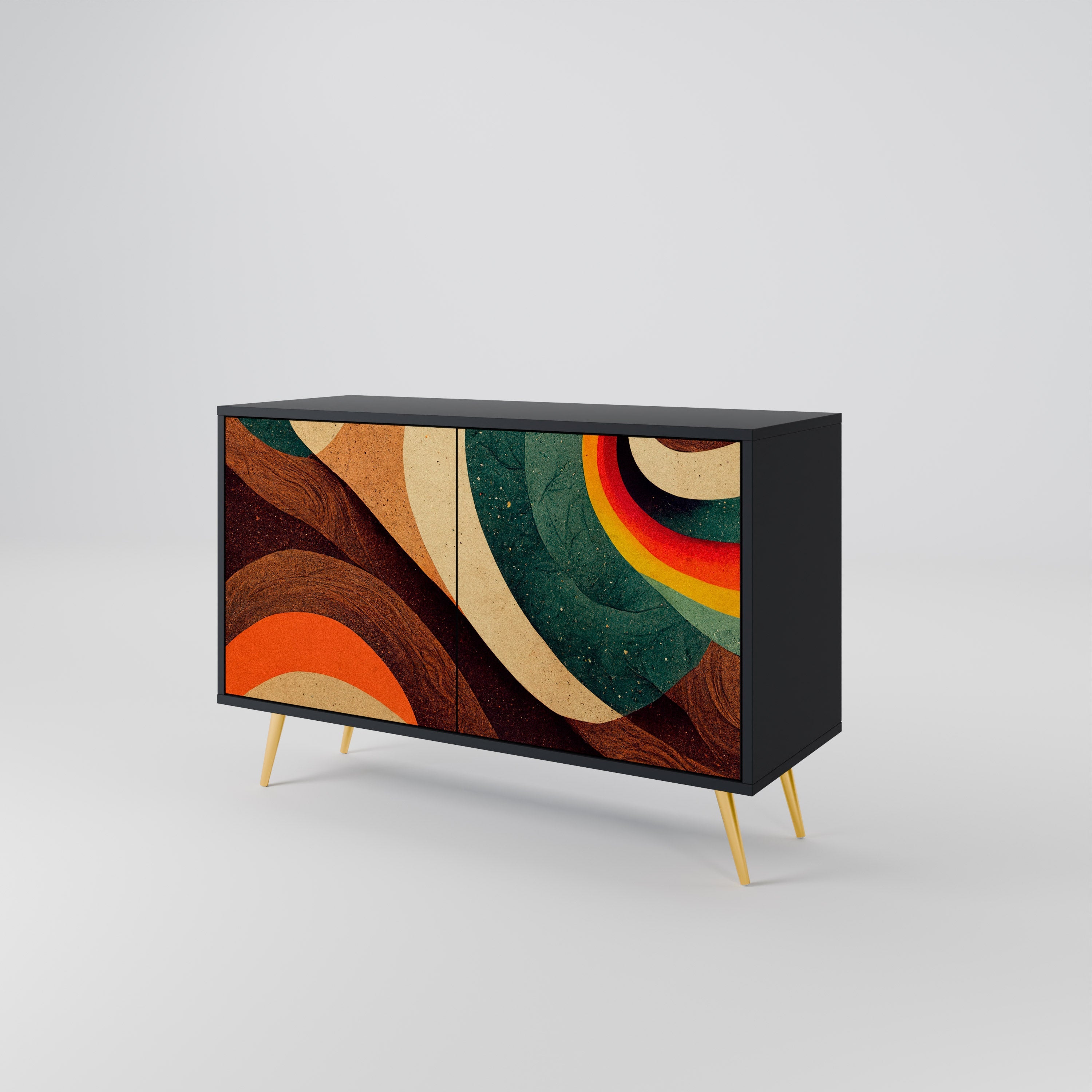 COLORFUL STRANDS Sideboard mit 2 Türen in Schwarz