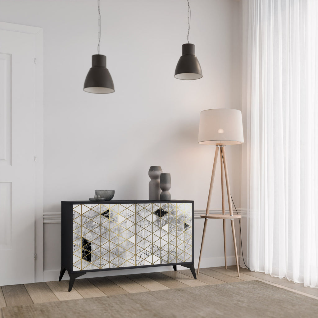 ASHEN ARIA Sideboard mit 2 Türen in Schwarz