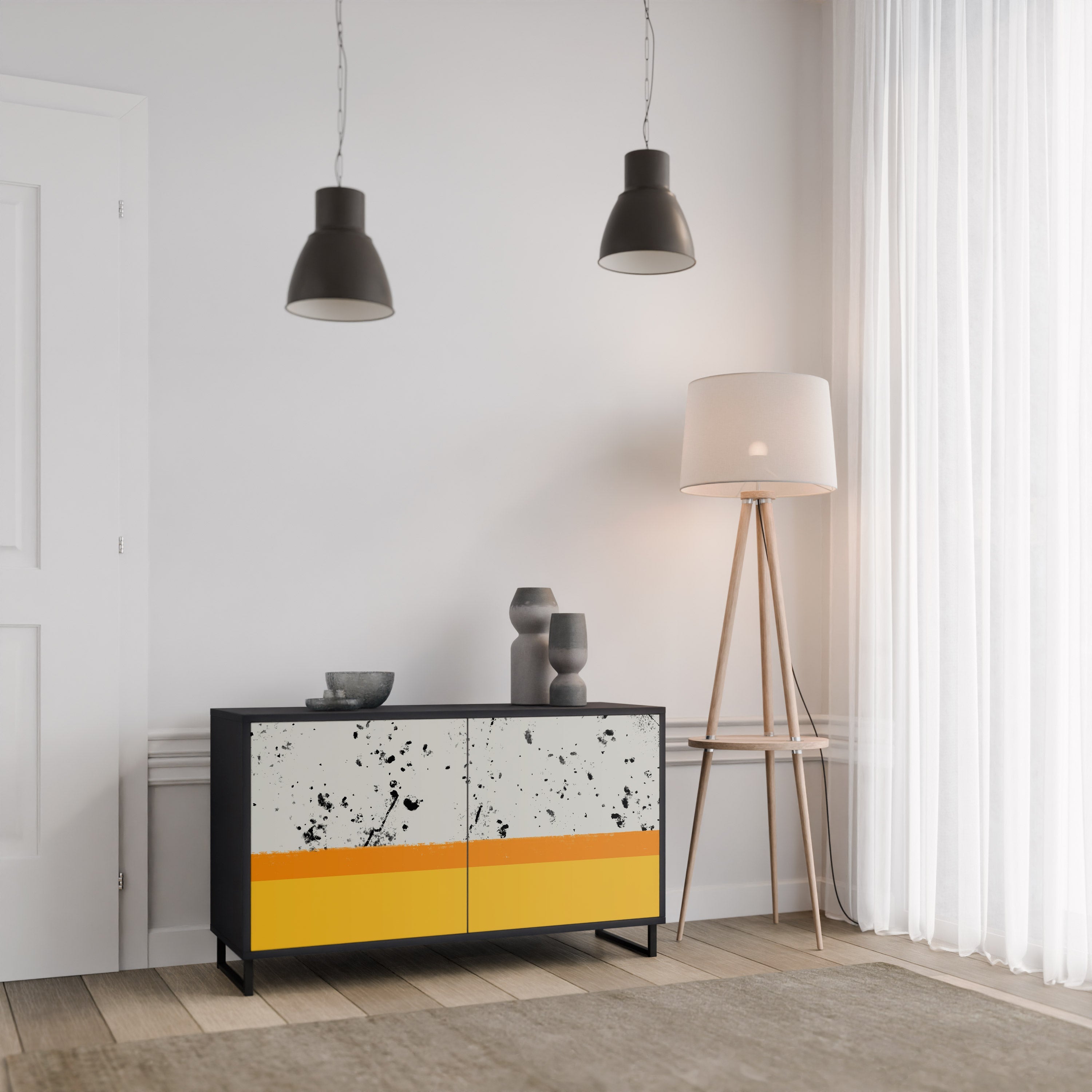 DYED BY ORANGE Sideboard mit 2 Türen in Schwarz