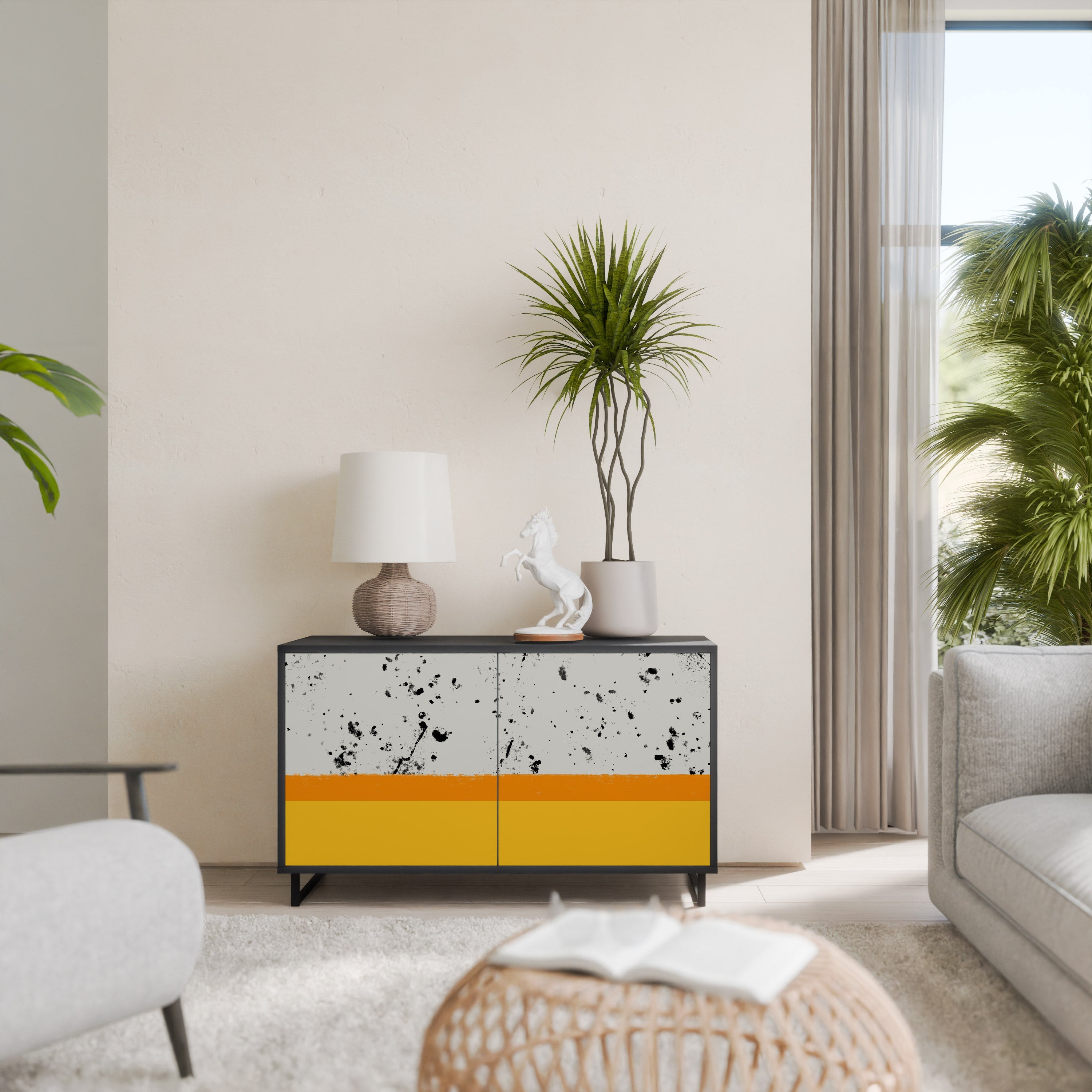 DYED BY ORANGE Sideboard mit 2 Türen in Schwarz