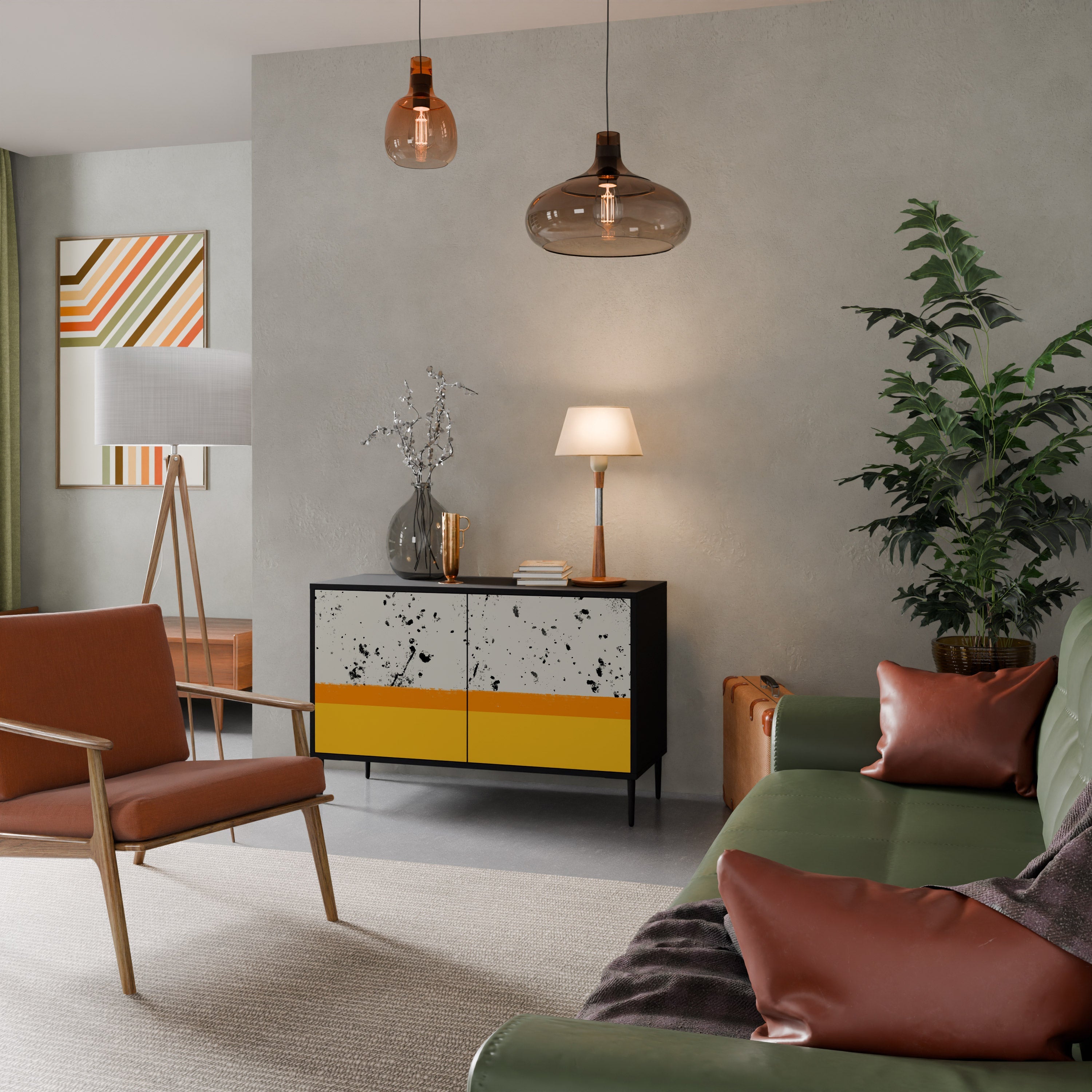 DYED BY ORANGE Sideboard mit 2 Türen in Schwarz