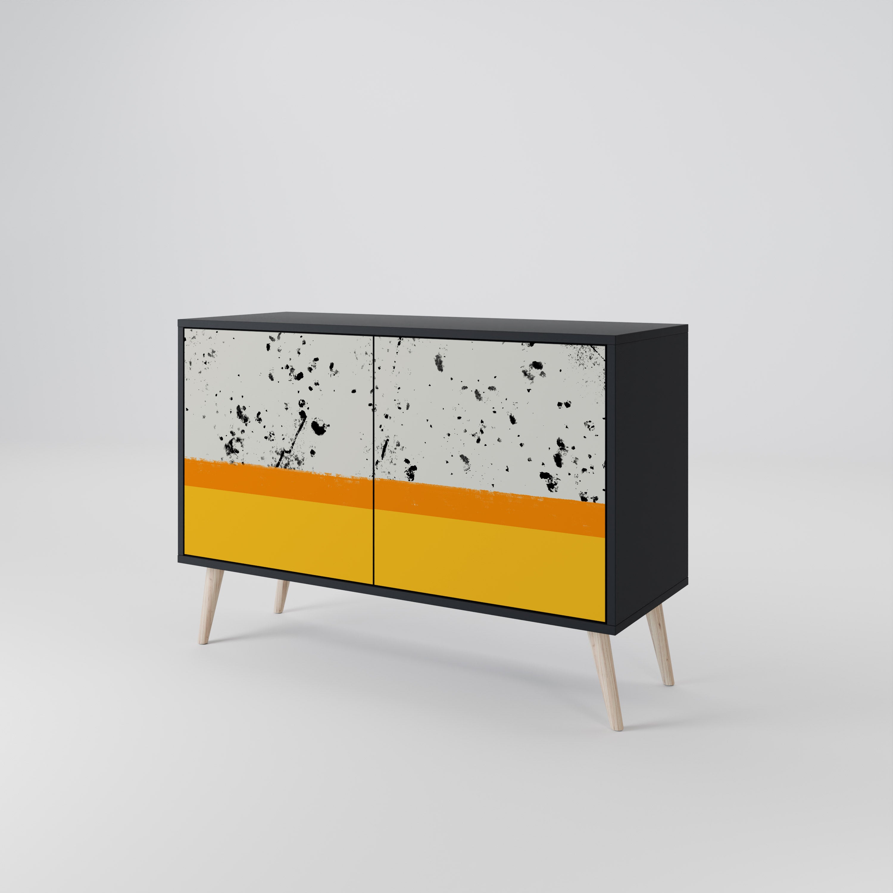 DYED BY ORANGE Sideboard mit 2 Türen in Schwarz