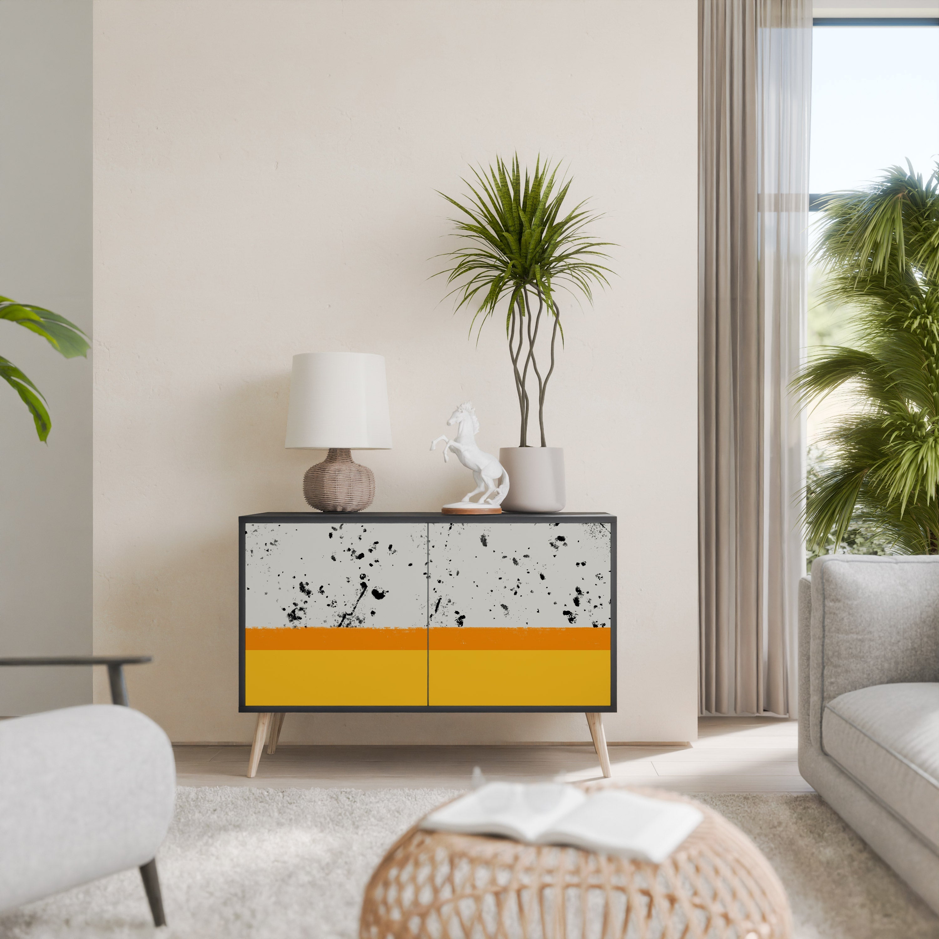 DYED BY ORANGE Sideboard mit 2 Türen in Schwarz