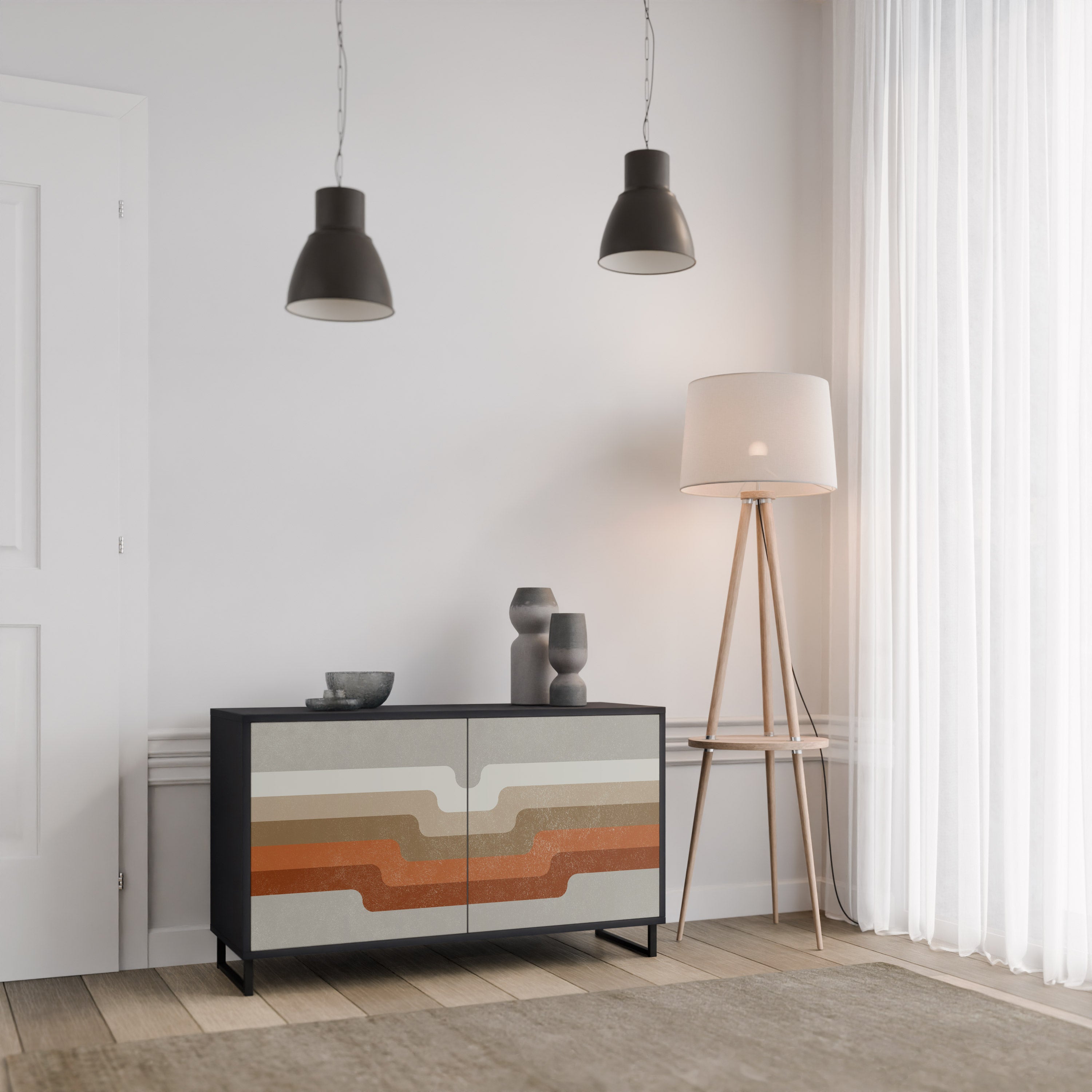 PECULIAR TRAIL Sideboard mit 2 Türen in Schwarz