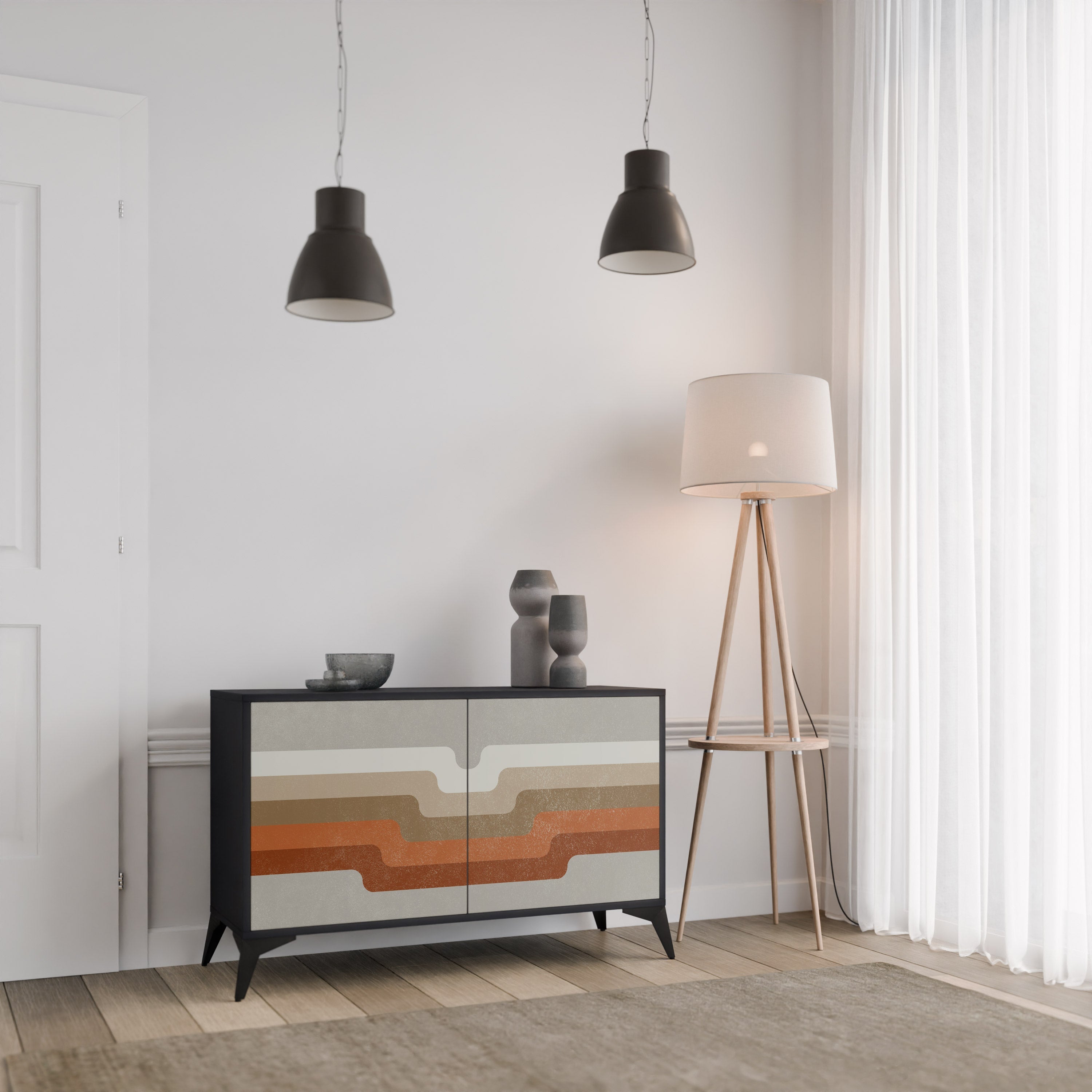 PECULIAR TRAIL Sideboard mit 2 Türen in Schwarz