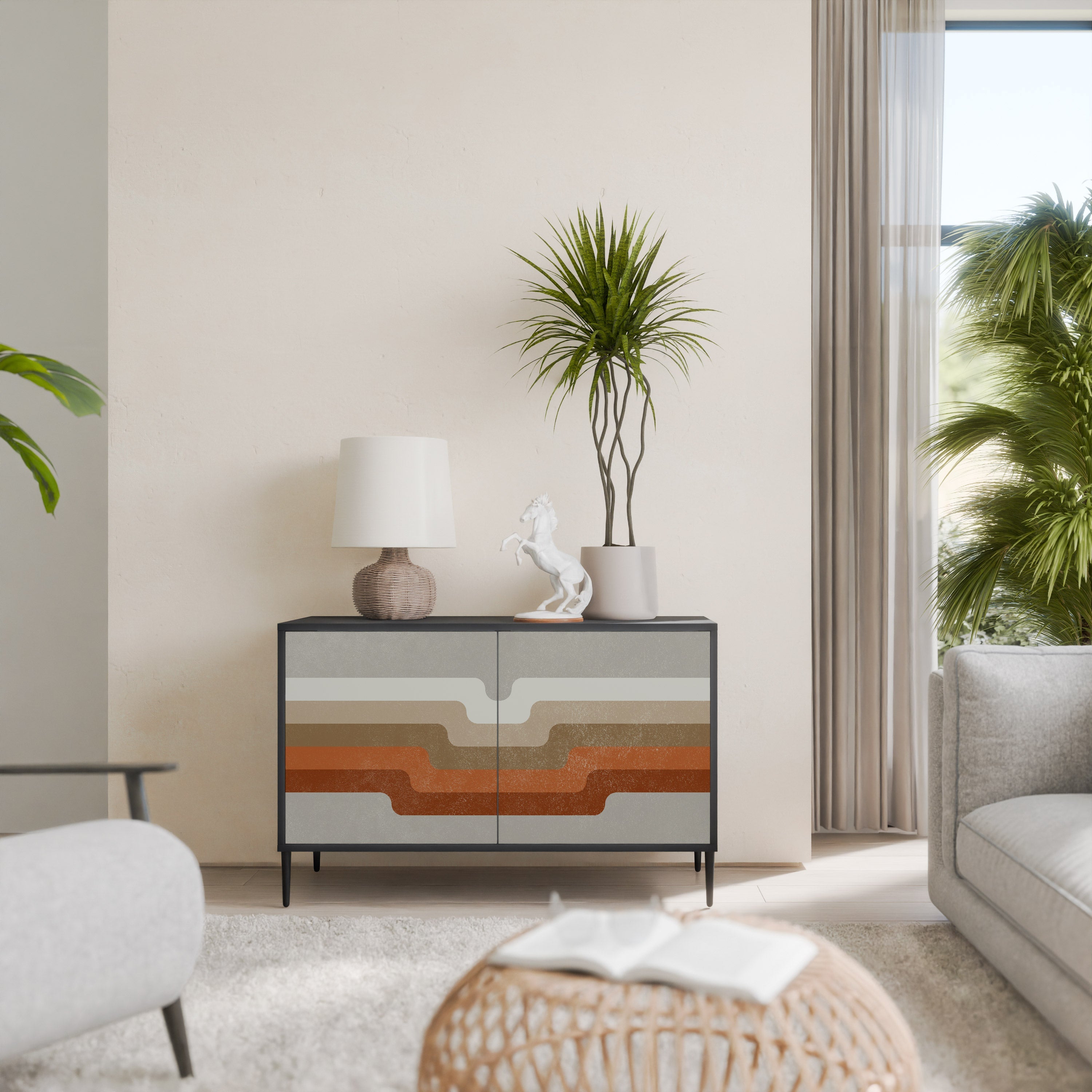 PECULIAR TRAIL Sideboard mit 2 Türen in Schwarz