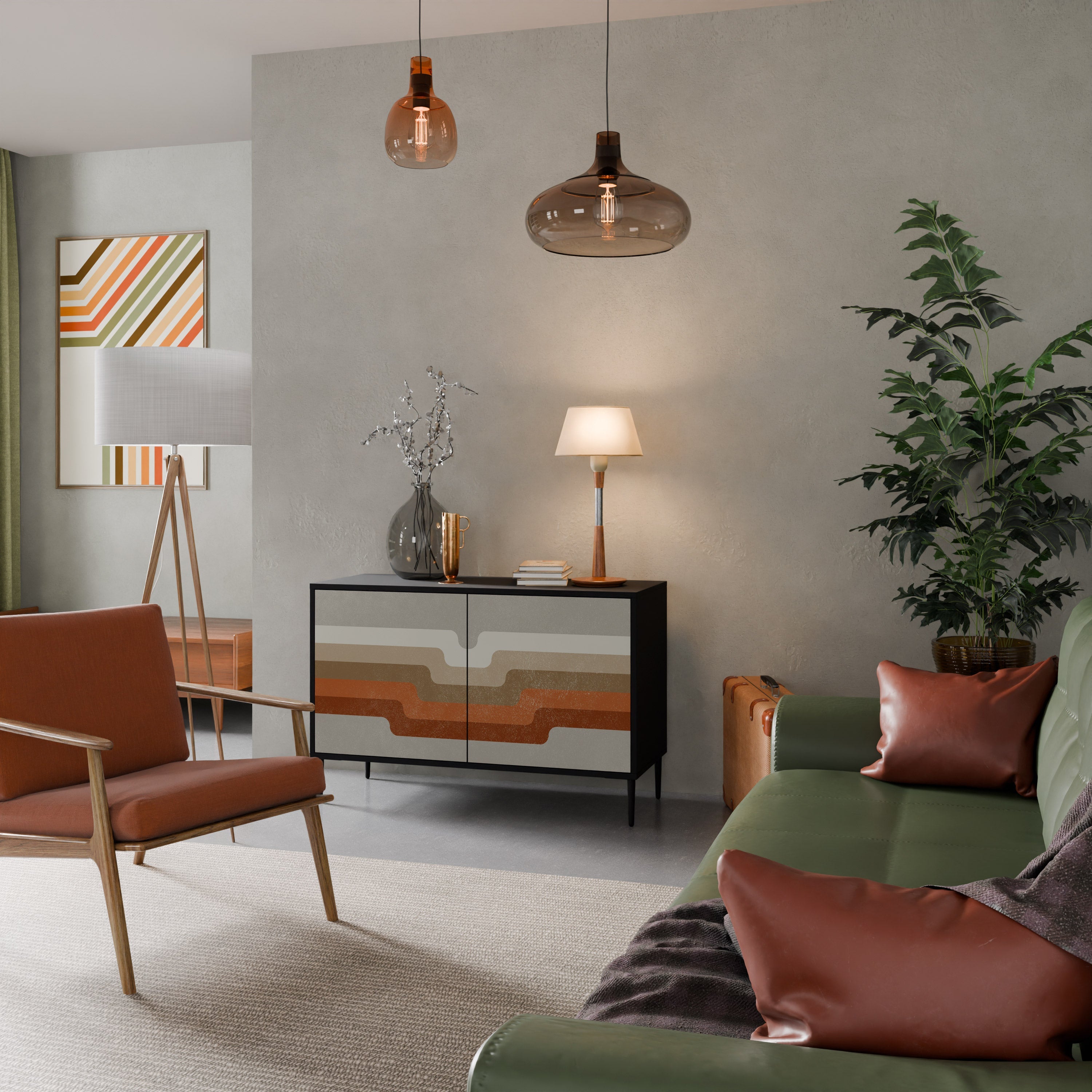 PECULIAR TRAIL Sideboard mit 2 Türen in Schwarz